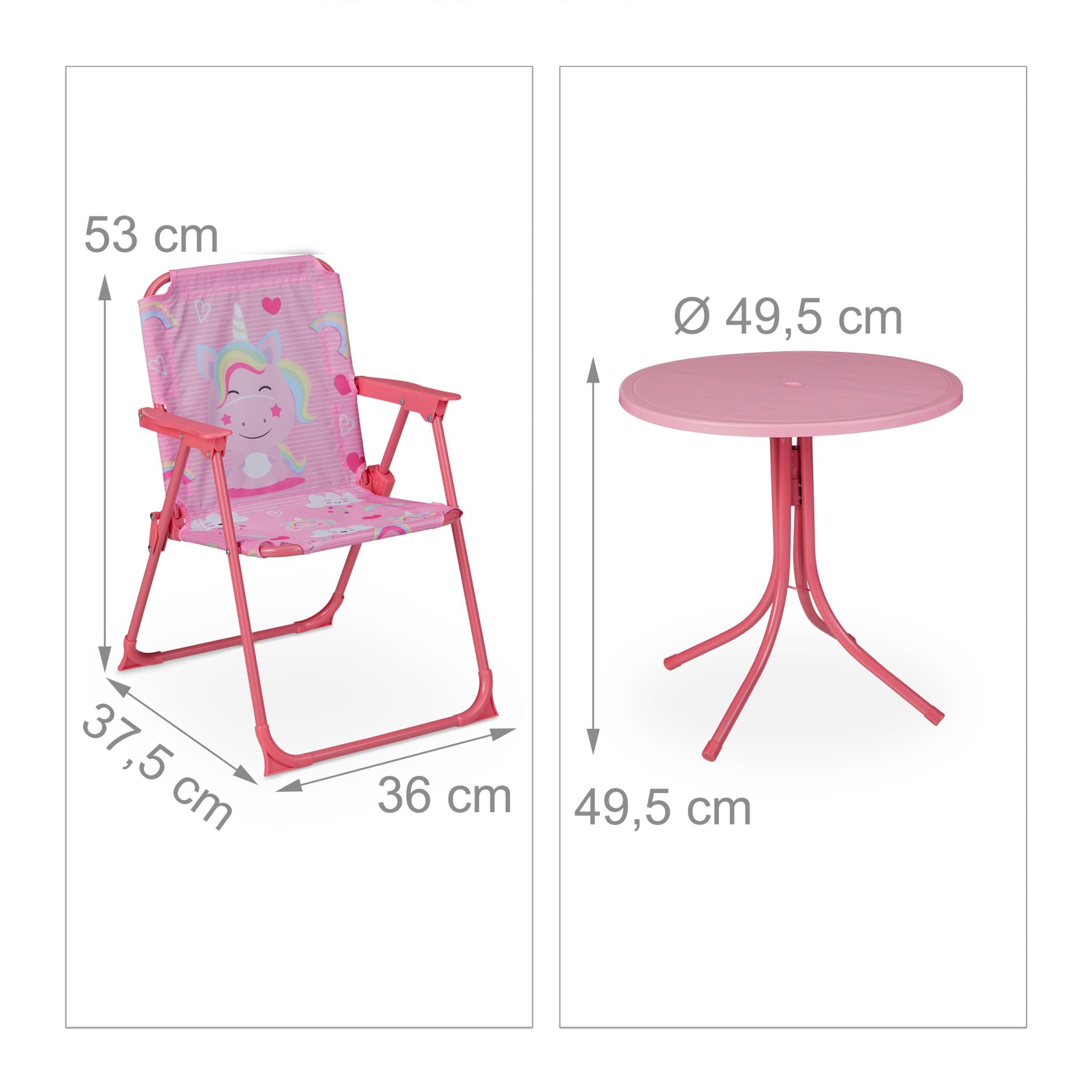 Camping Kindersitzgruppe mit Schirm Lila-Pink-Rosa von Relaxdays