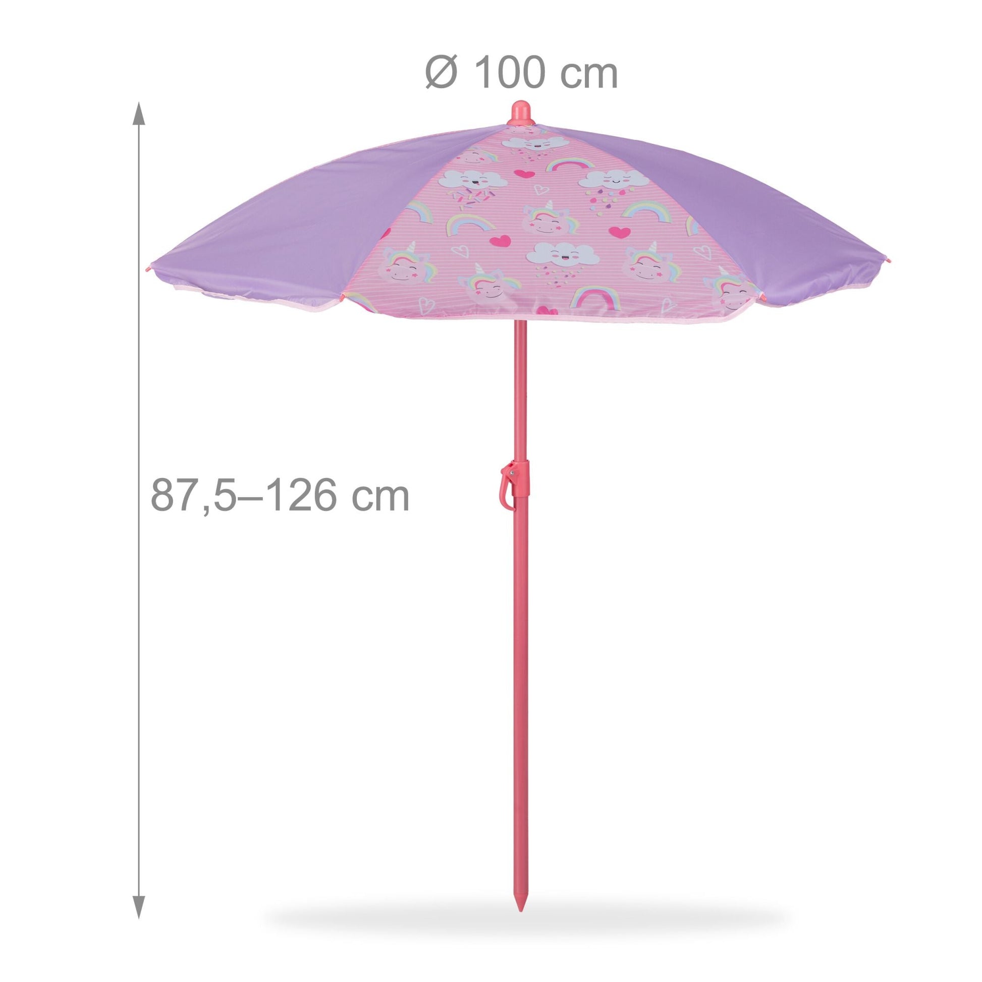 Camping Kindersitzgruppe mit Schirm Lila-Pink-Rosa von Relaxdays