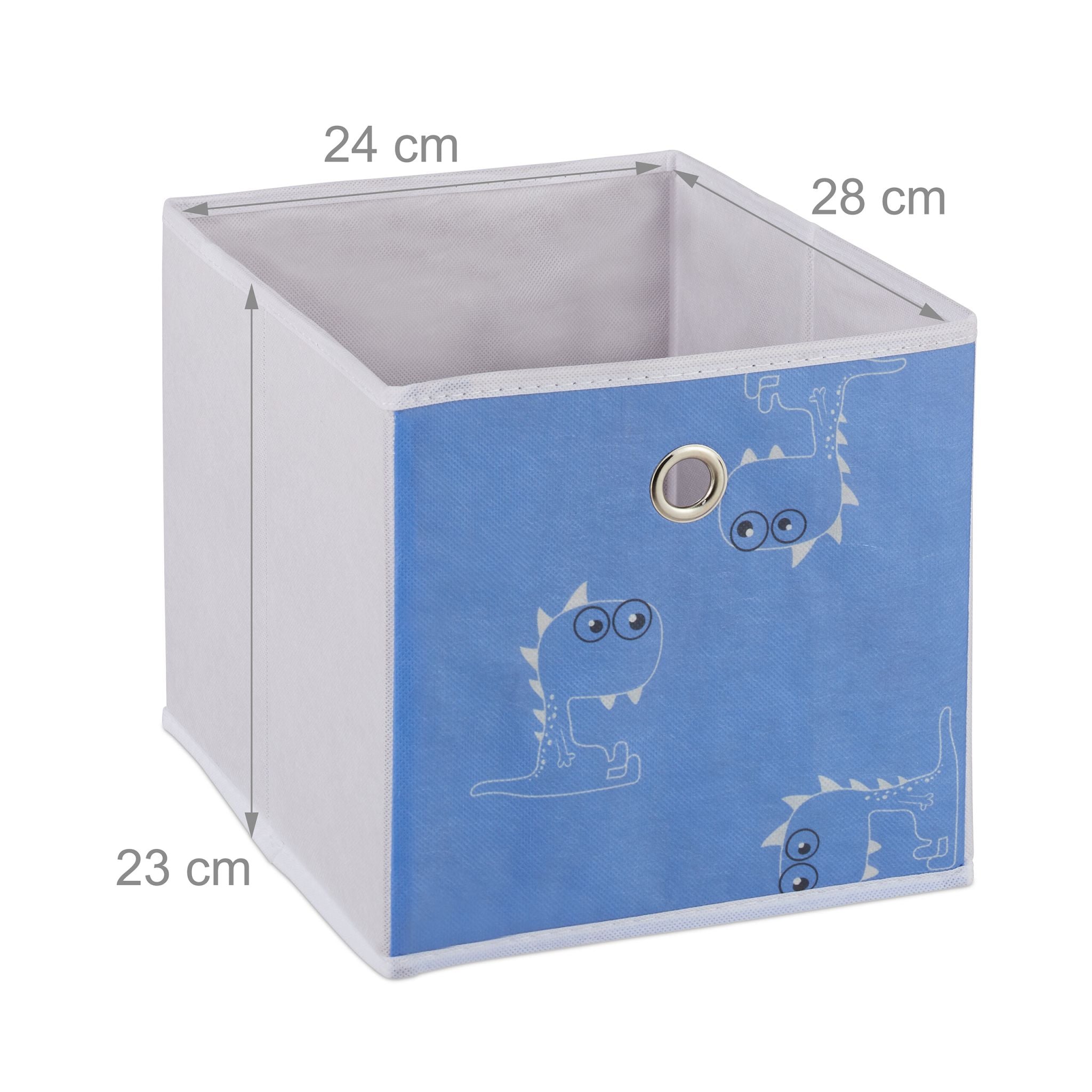Kinderregal Dino mit Boxen Weiss-Blau-Gelb von Relaxdays