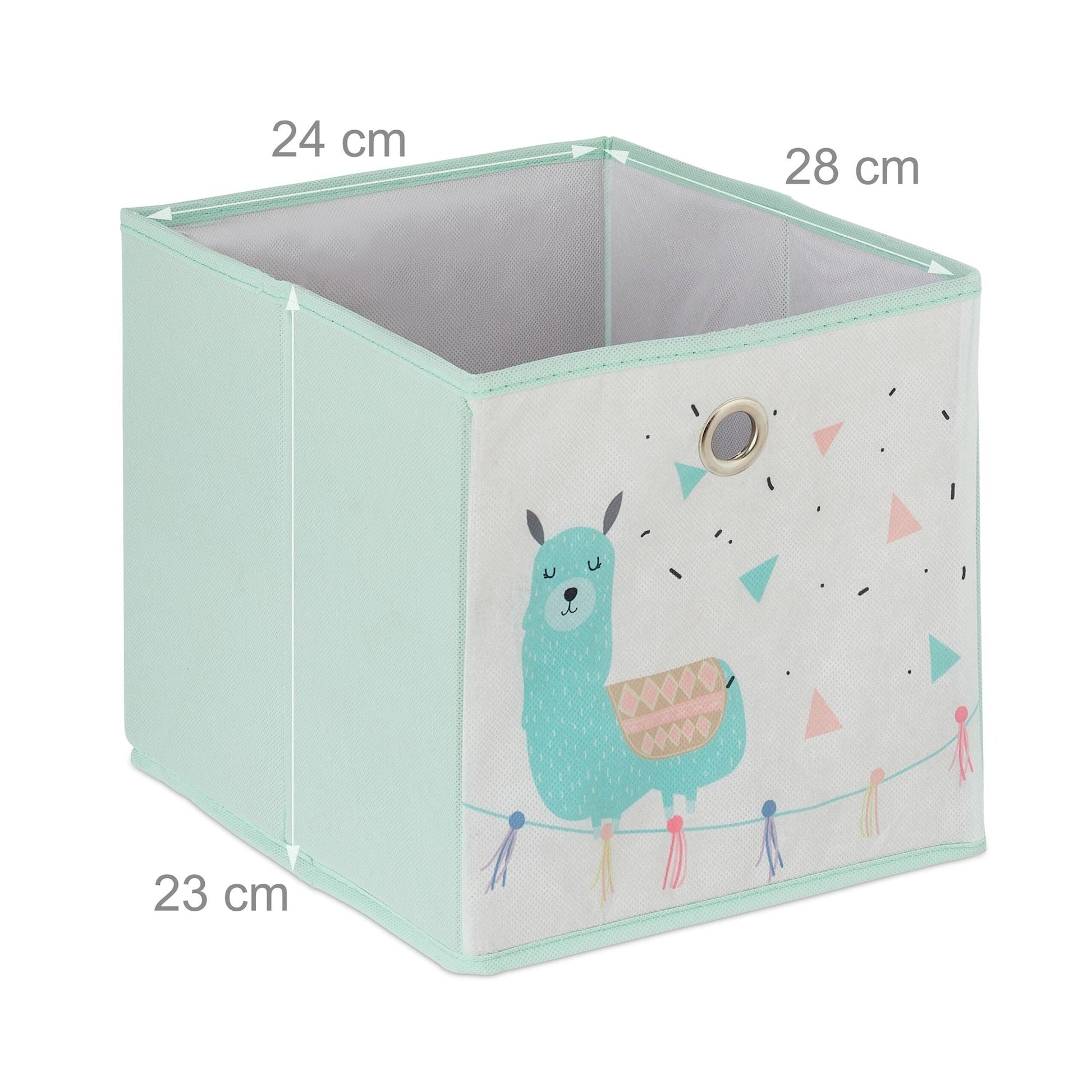 Kinderregal Lama mit Boxen Weiss-Rosa-Türkis von Relaxdays