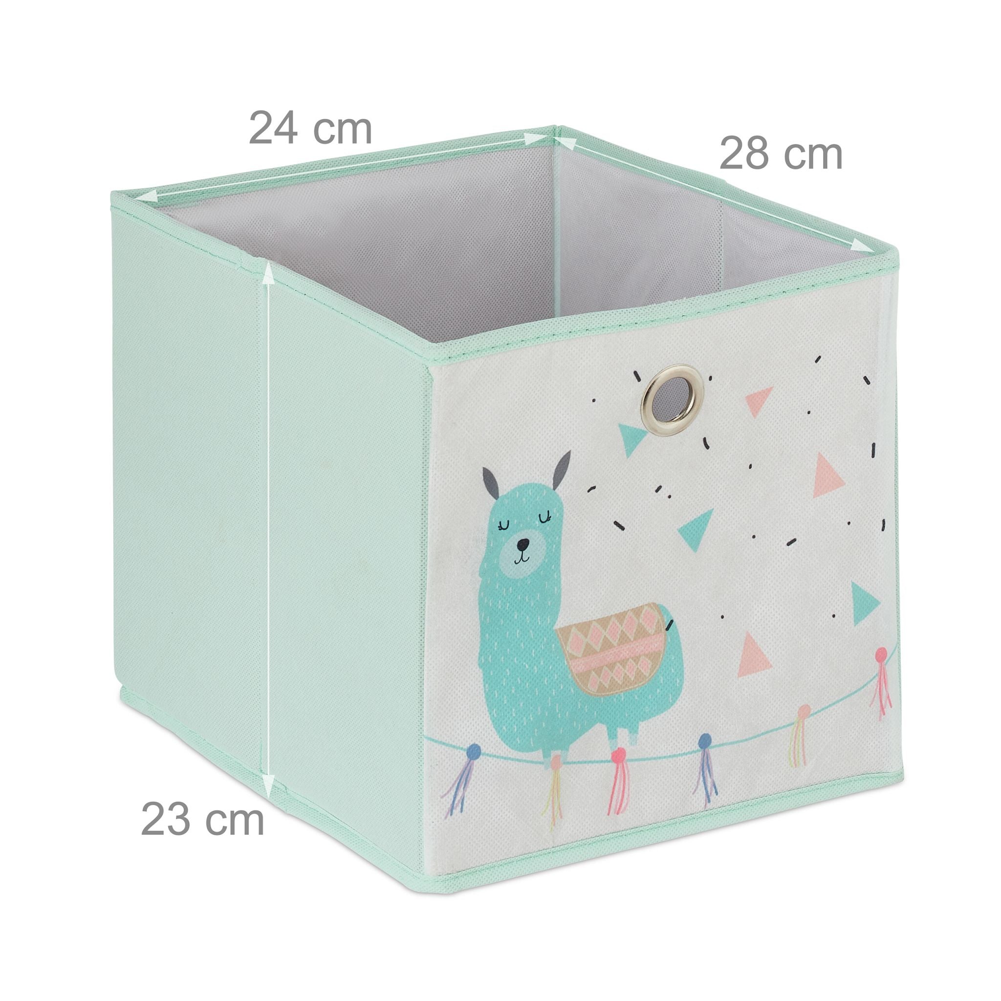 Kinderregal Lama mit Boxen Weiss-Rosa-Türkis von Relaxdays