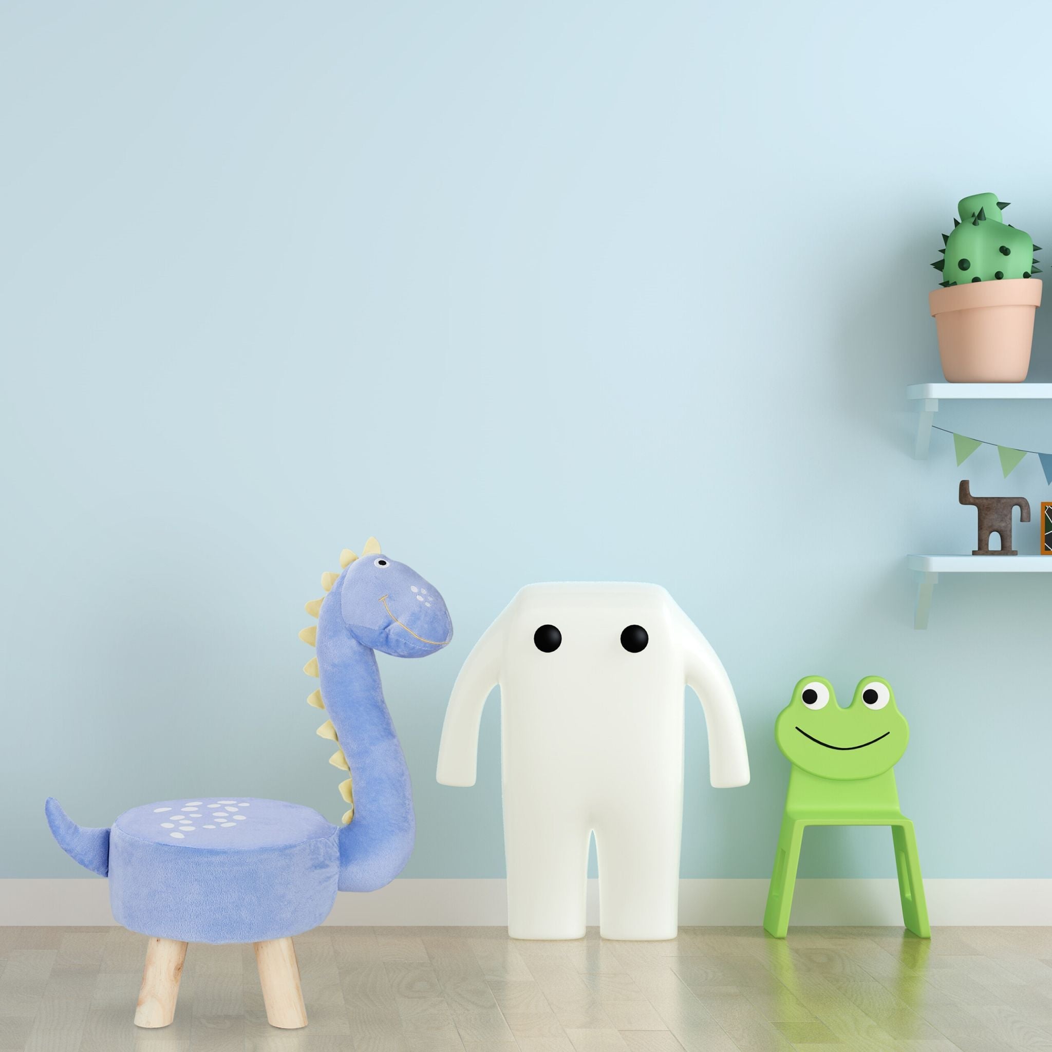 Tierhocker für Kinder Blau-Hellbraun von Relaxdays