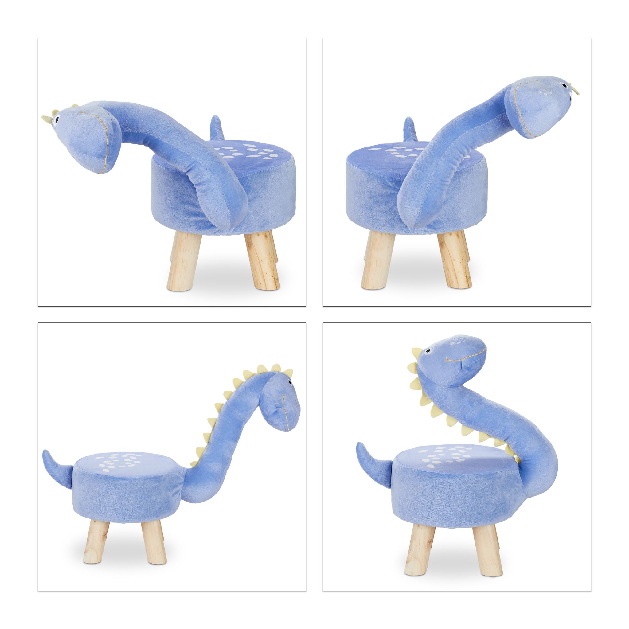 Tierhocker für Kinder Blau-Hellbraun von Relaxdays