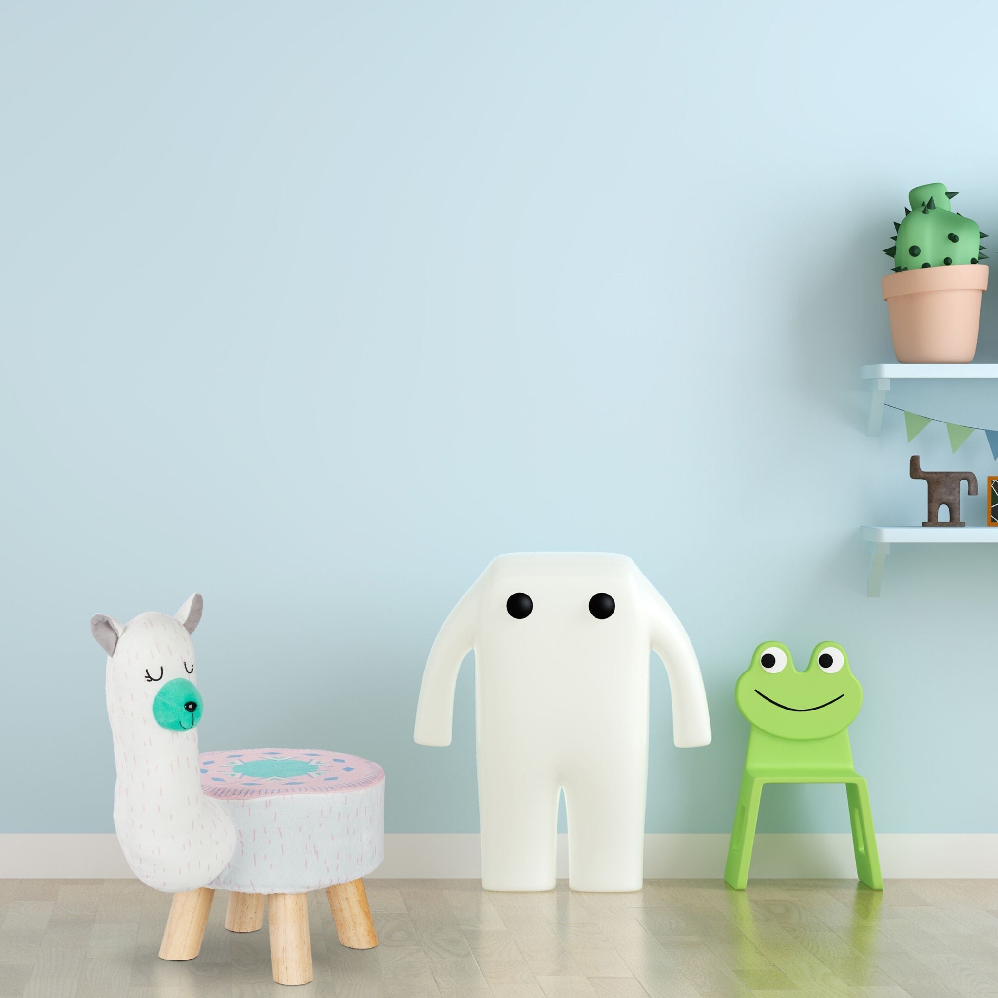 Tierhocker für Kinder Weiss-Hellbraun von Relaxdays