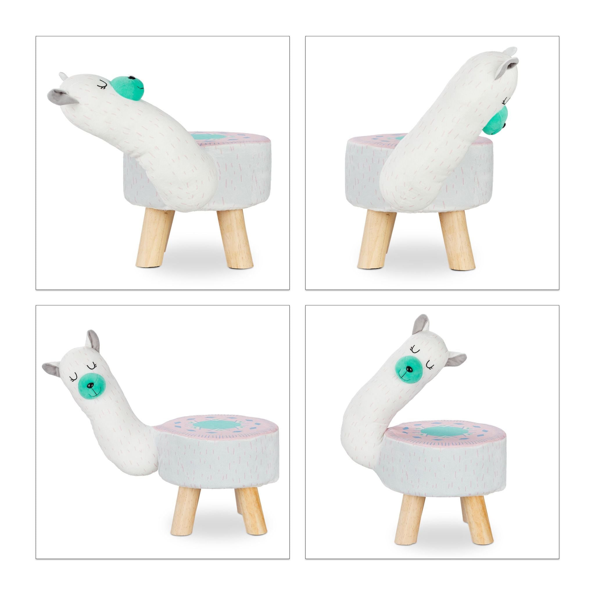Tierhocker für Kinder Weiss-Hellbraun von Relaxdays