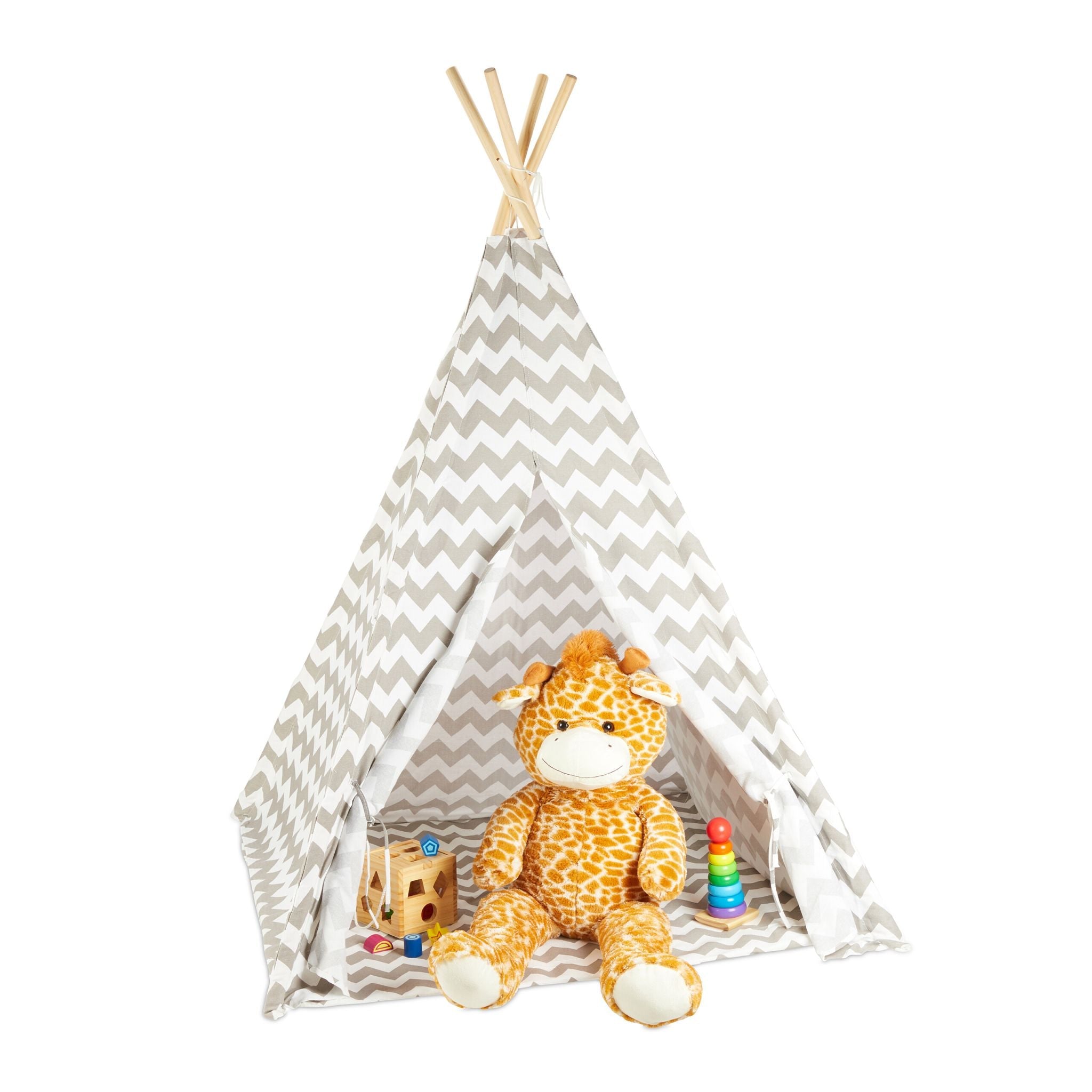 Tipi Zelt Kinder Weiss-Grau von guteszeug.ch