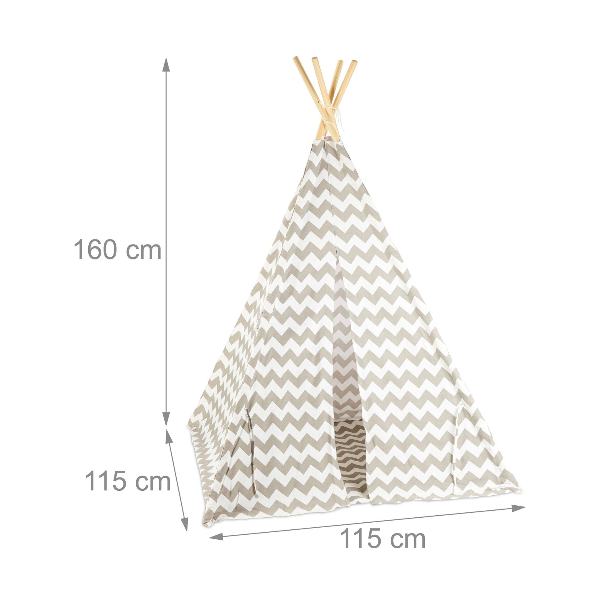 Tipi Zelt Kinder Weiss-Grau von guteszeug.ch