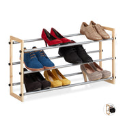Schuhregal ziehbar Hellbraun-Schwarz-Silber von Relaxdays