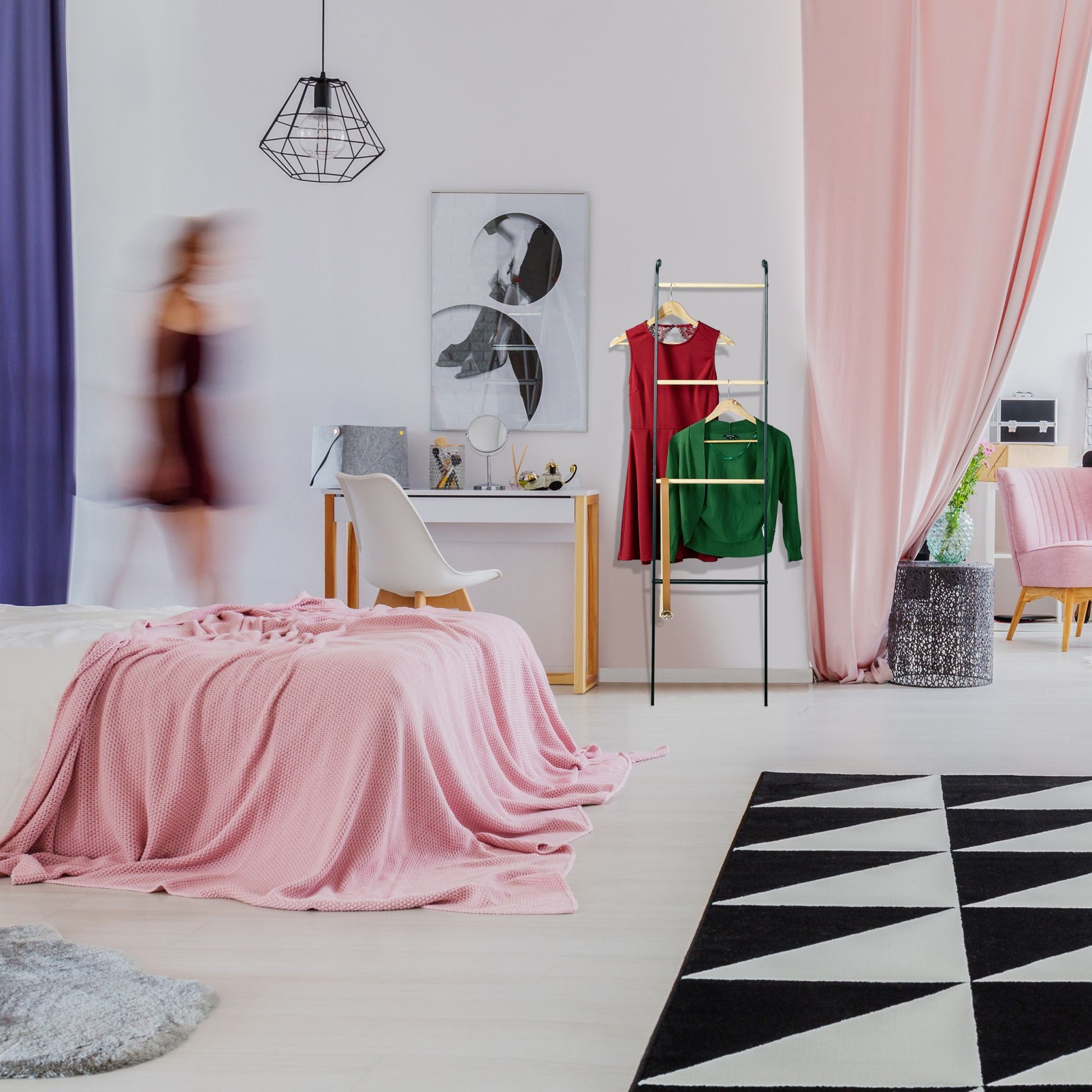 Handtuchleiter Metall Hellbraun-Schwarz von Relaxdays