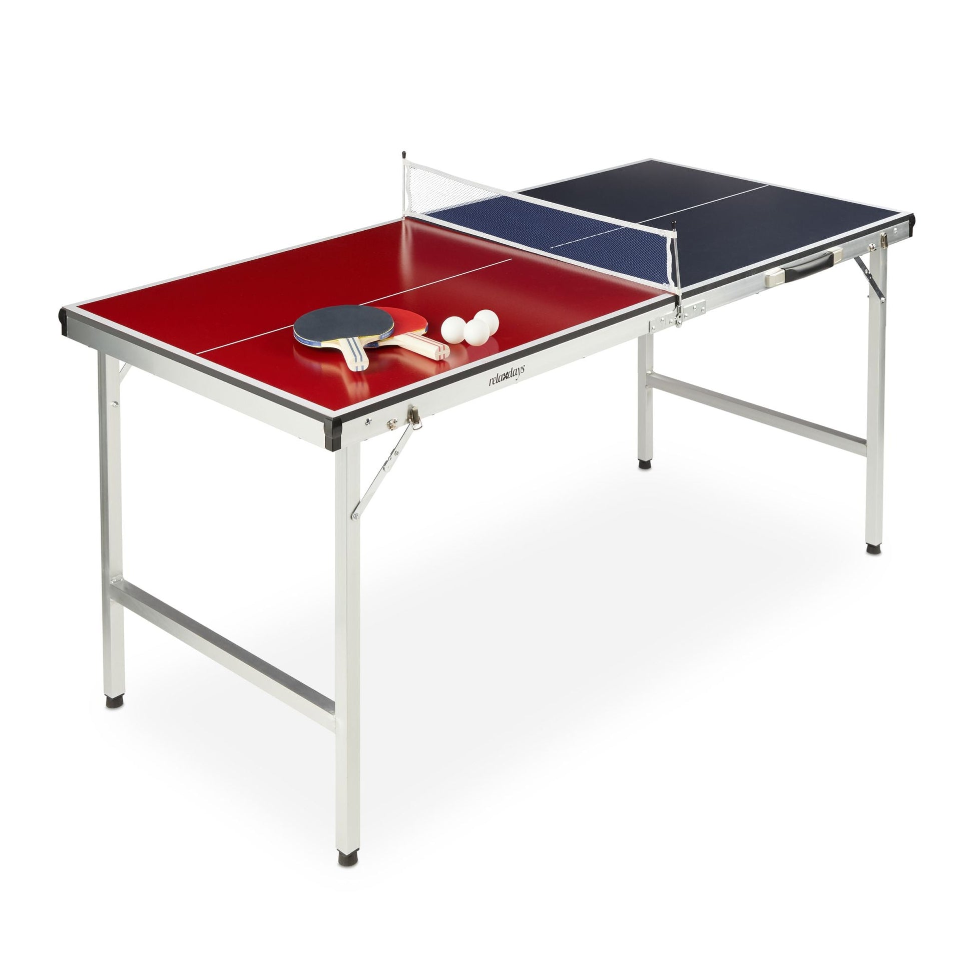 Klappbare Tischtennisplatte mit Zubehör Dunkelblau-Rot-Silber von Relaxdays
