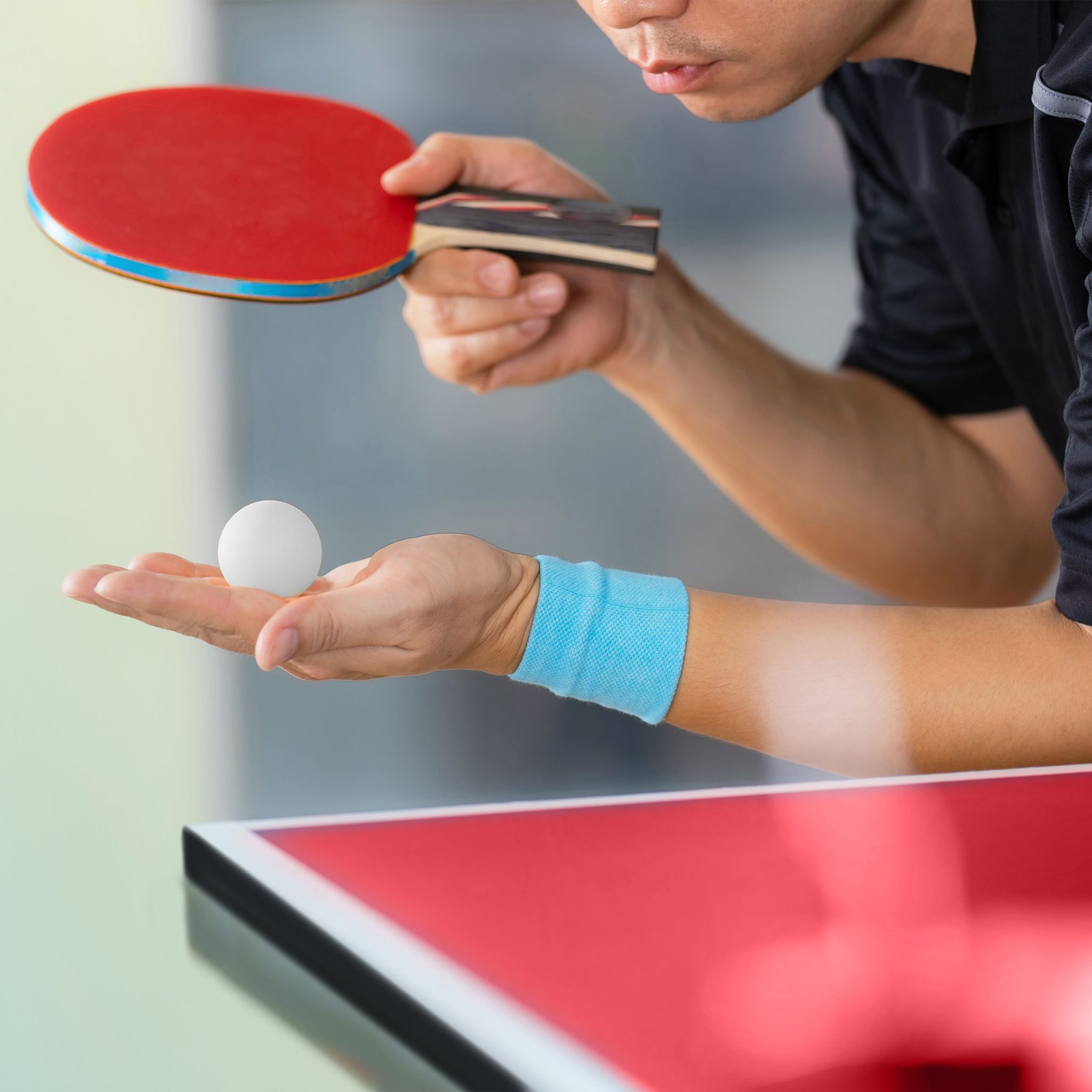 Klappbare Tischtennisplatte mit Zubehör Dunkelblau-Rot-Silber von Relaxdays