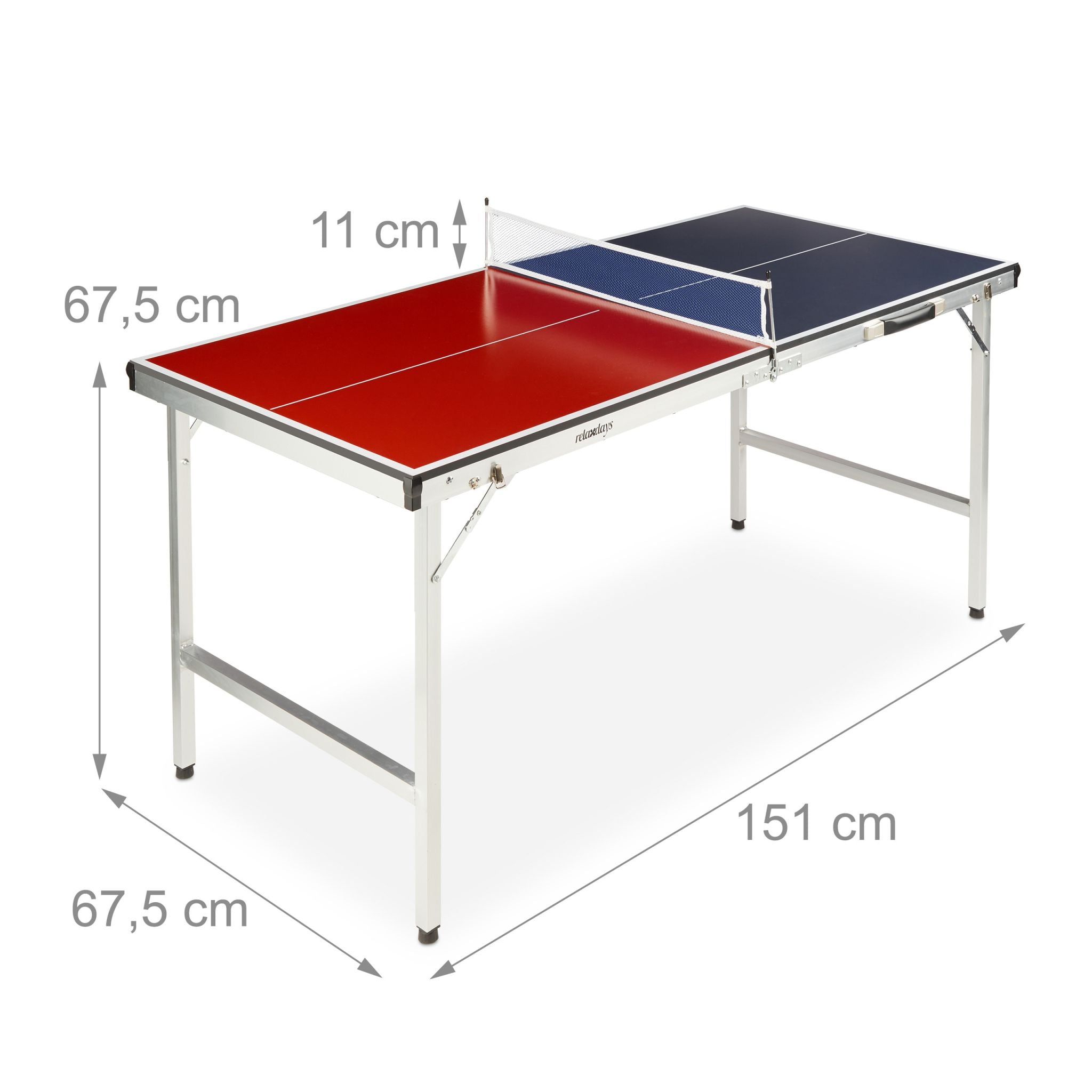 Klappbare Tischtennisplatte mit Zubehör Dunkelblau-Rot-Silber von Relaxdays