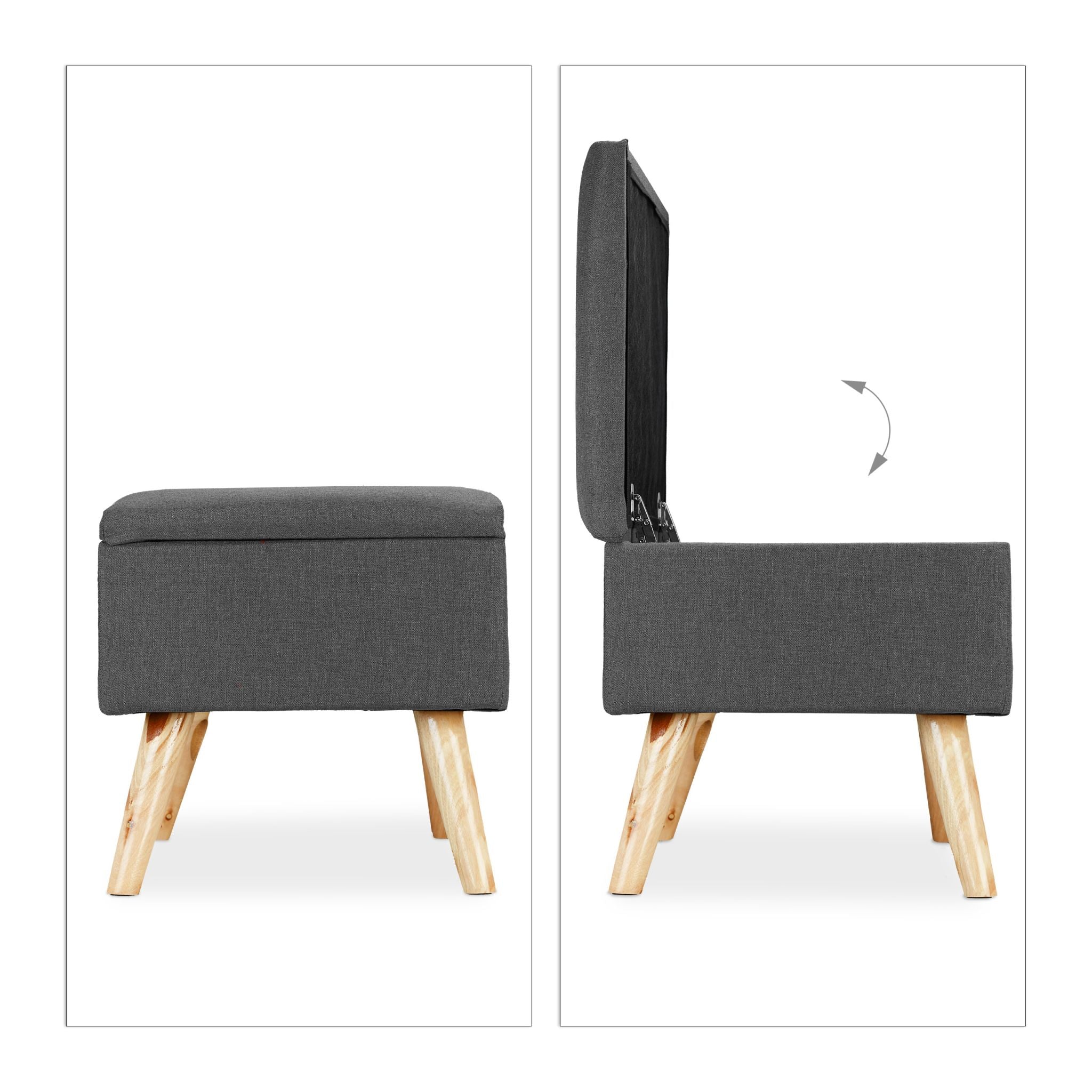 Gepolsterte Sitzbank mit Stauraum Anthrazit-Hellbraun von Relaxdays