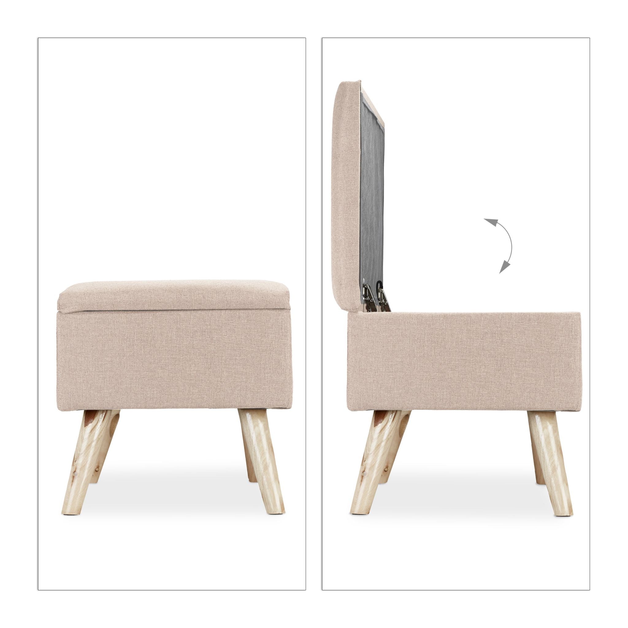 Gepolsterte Sitzbank mit Stauraum Beige-Hellbraun von Relaxdays