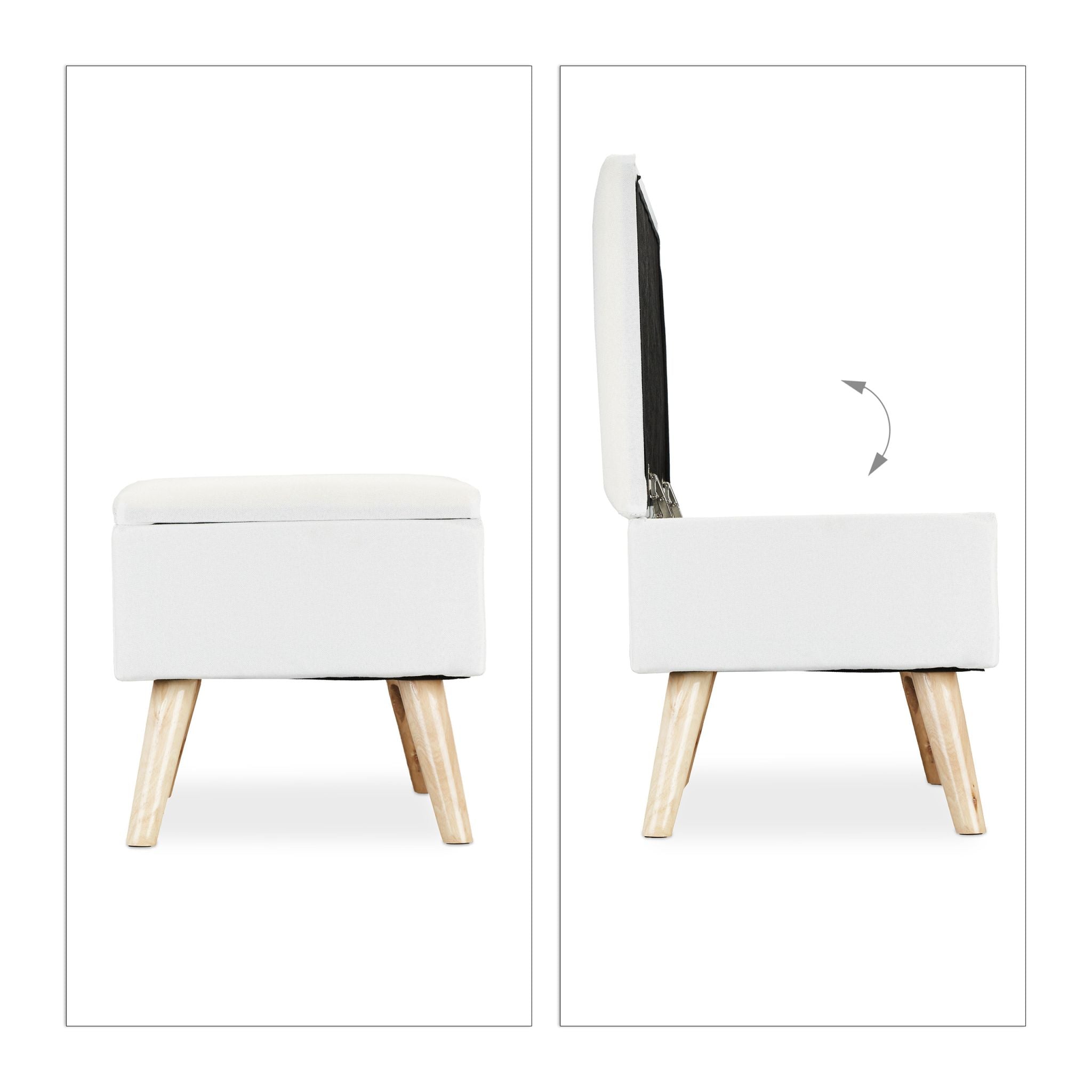 Gepolsterte Sitzbank mit Stauraum Weiss-Hellbraun von Relaxdays