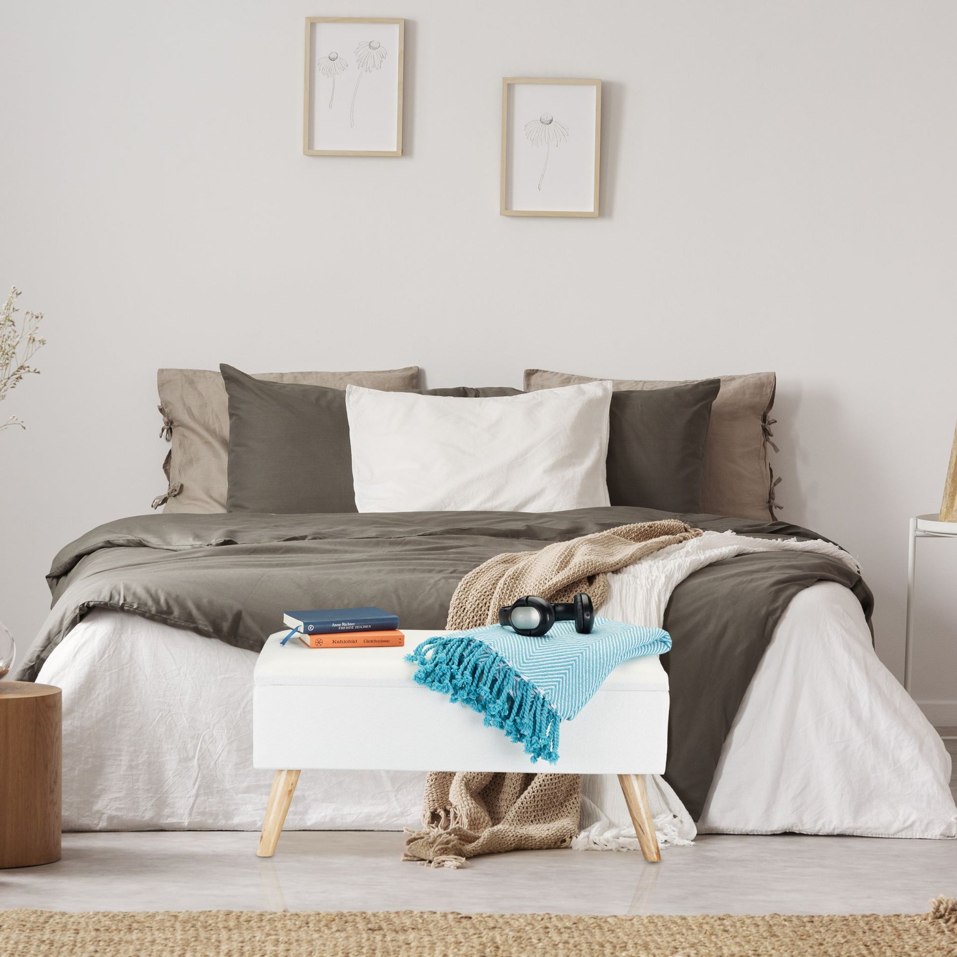 Gepolsterte Sitzbank mit Stauraum Braun-Hellbraun von Relaxdays