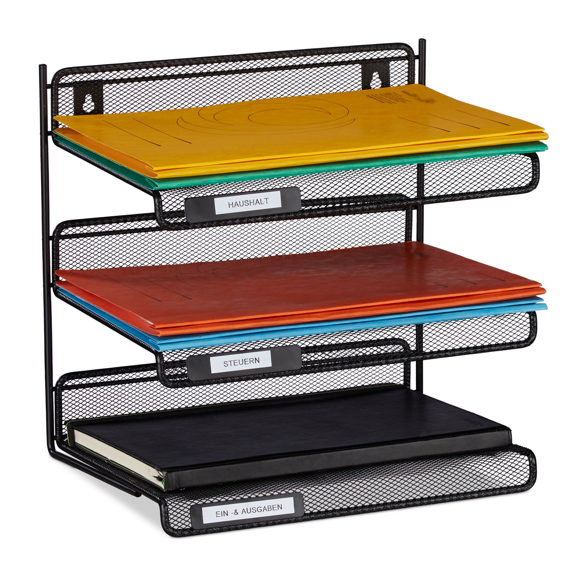 Briefablage Metall 3 Fächer Schwarz von Relaxdays