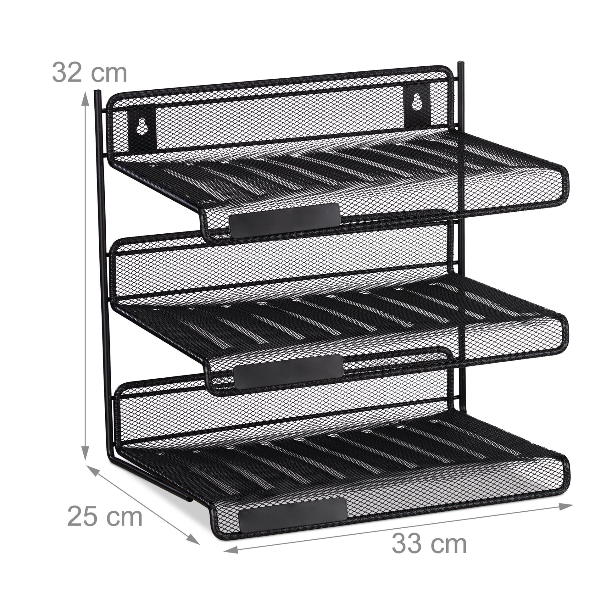 Briefablage Metall 3 Fächer Schwarz von Relaxdays