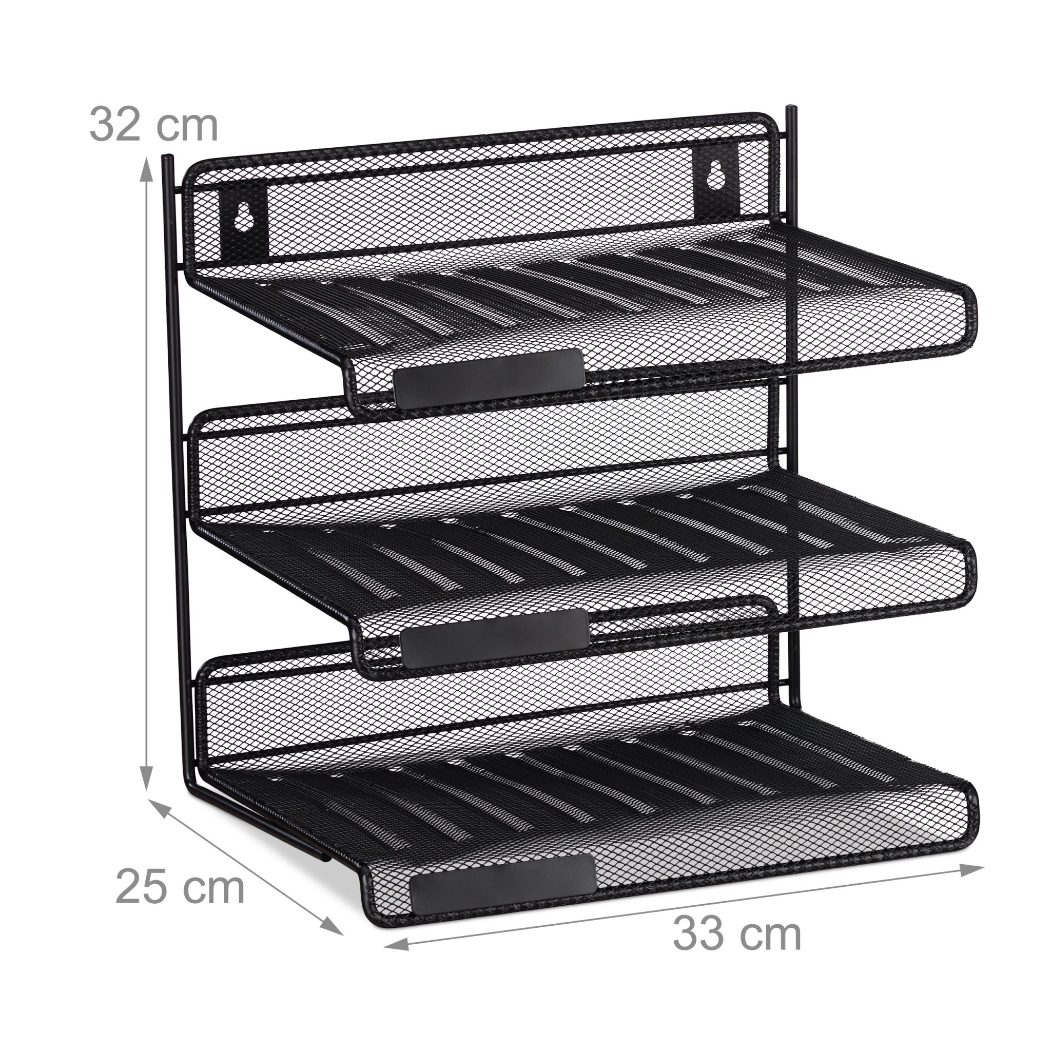 Briefablage Metall 3 Fächer Schwarz von Relaxdays