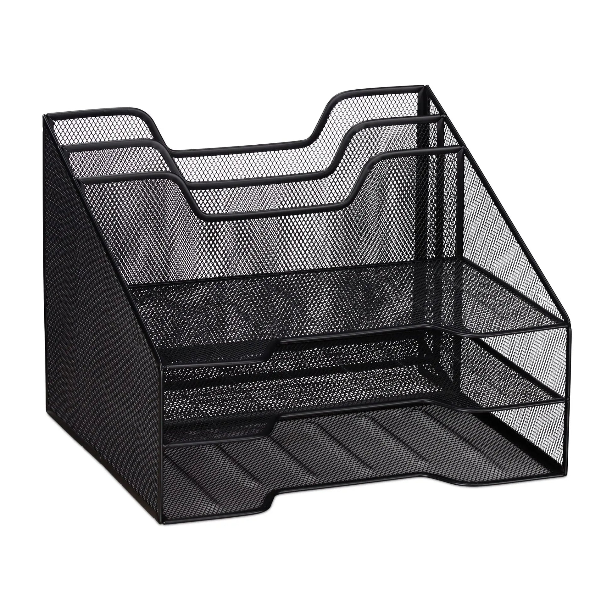 Dokumentenablage Metall 5 Fächer Schwarz von Relaxdays