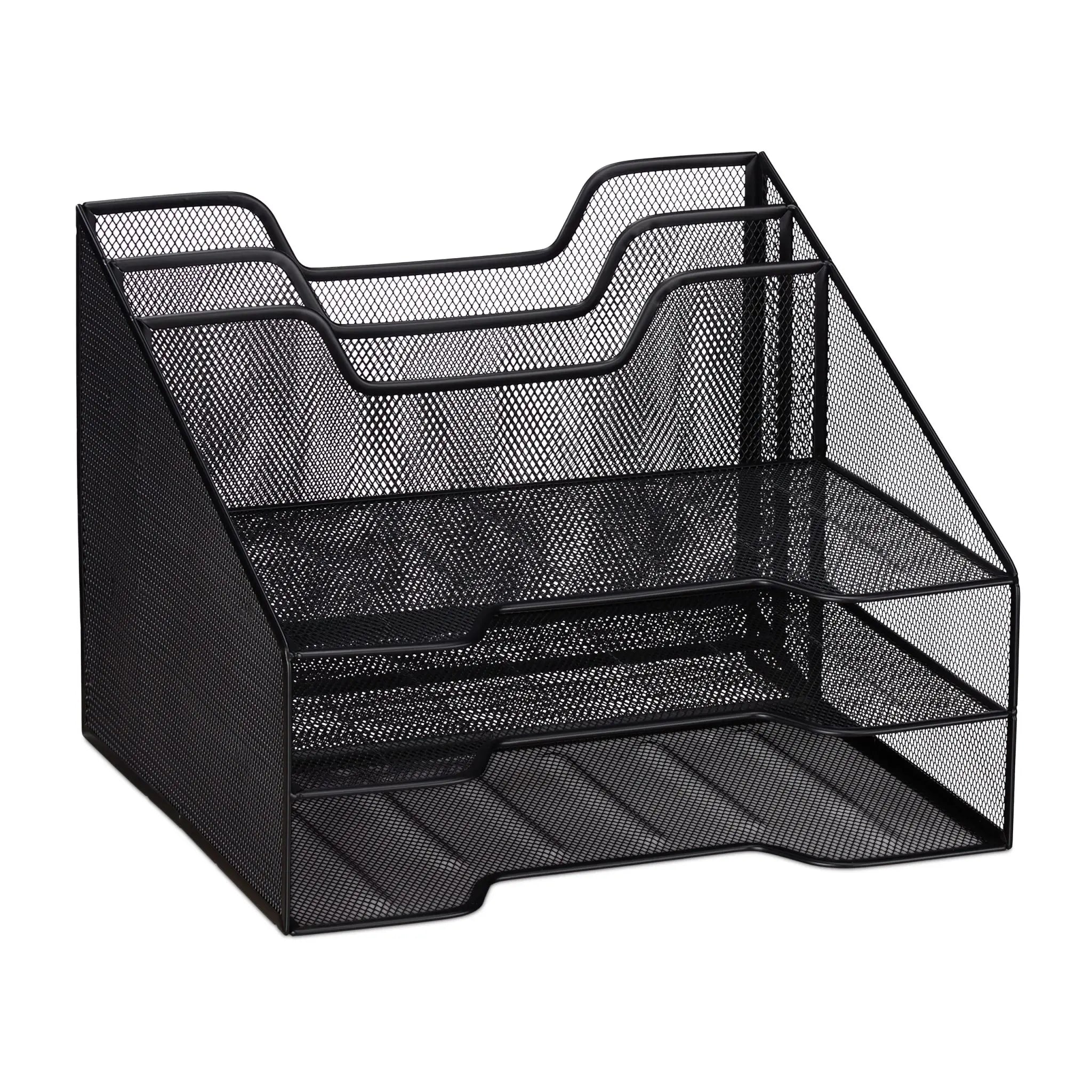 Dokumentenablage Metall 5 Fächer Schwarz von Relaxdays