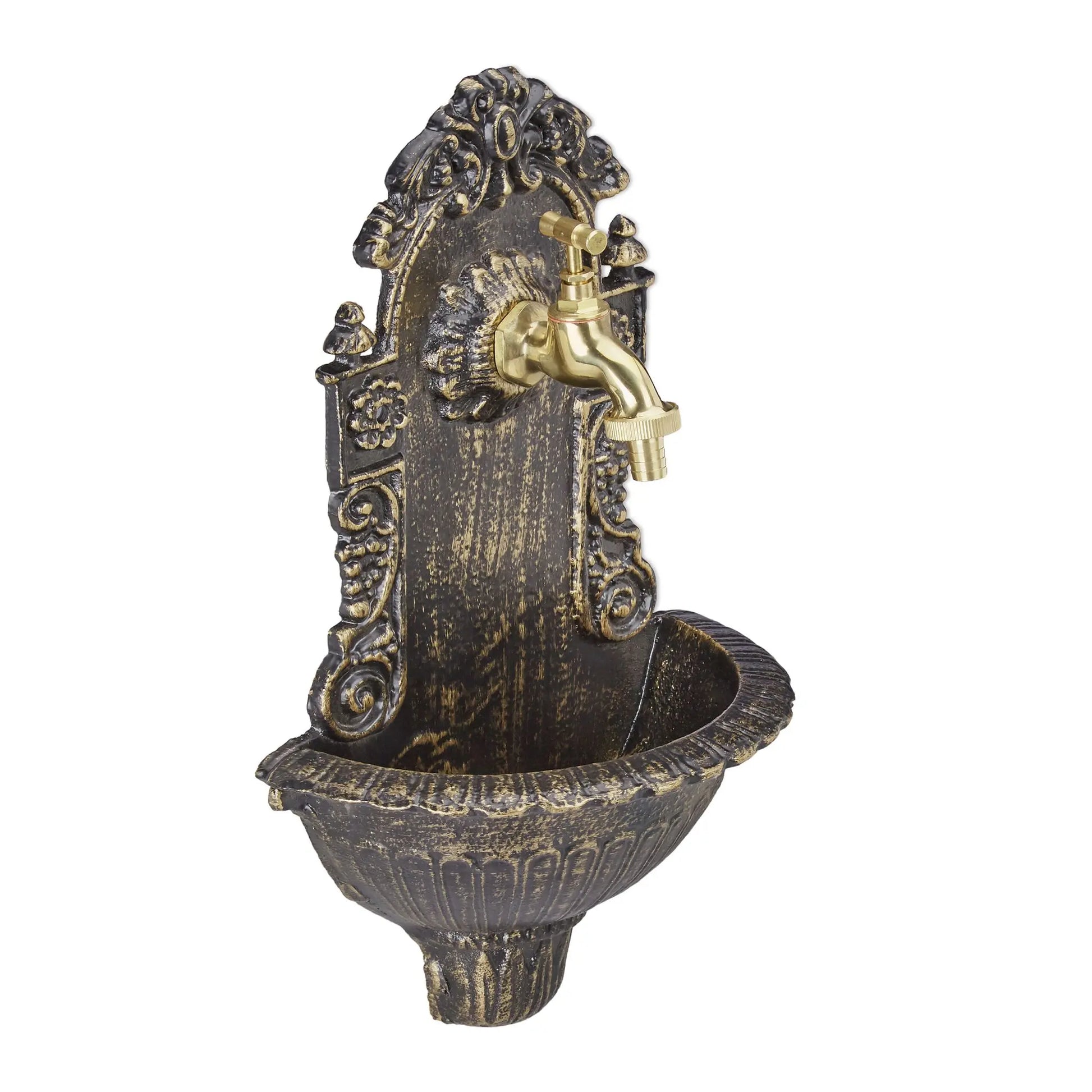 Wandbrunnen antik Braun-Gold von Relaxdays