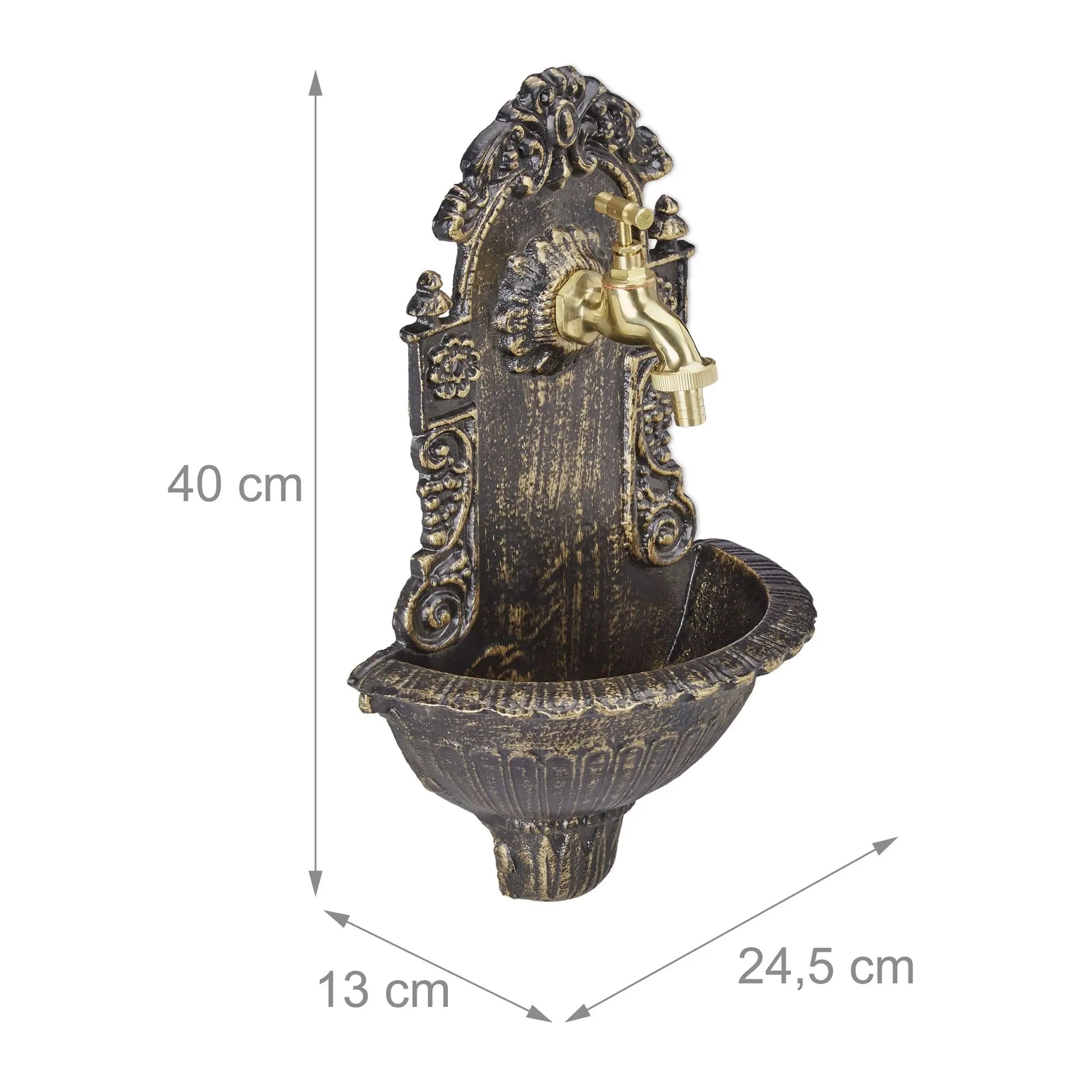 Wandbrunnen antik Braun-Gold von Relaxdays