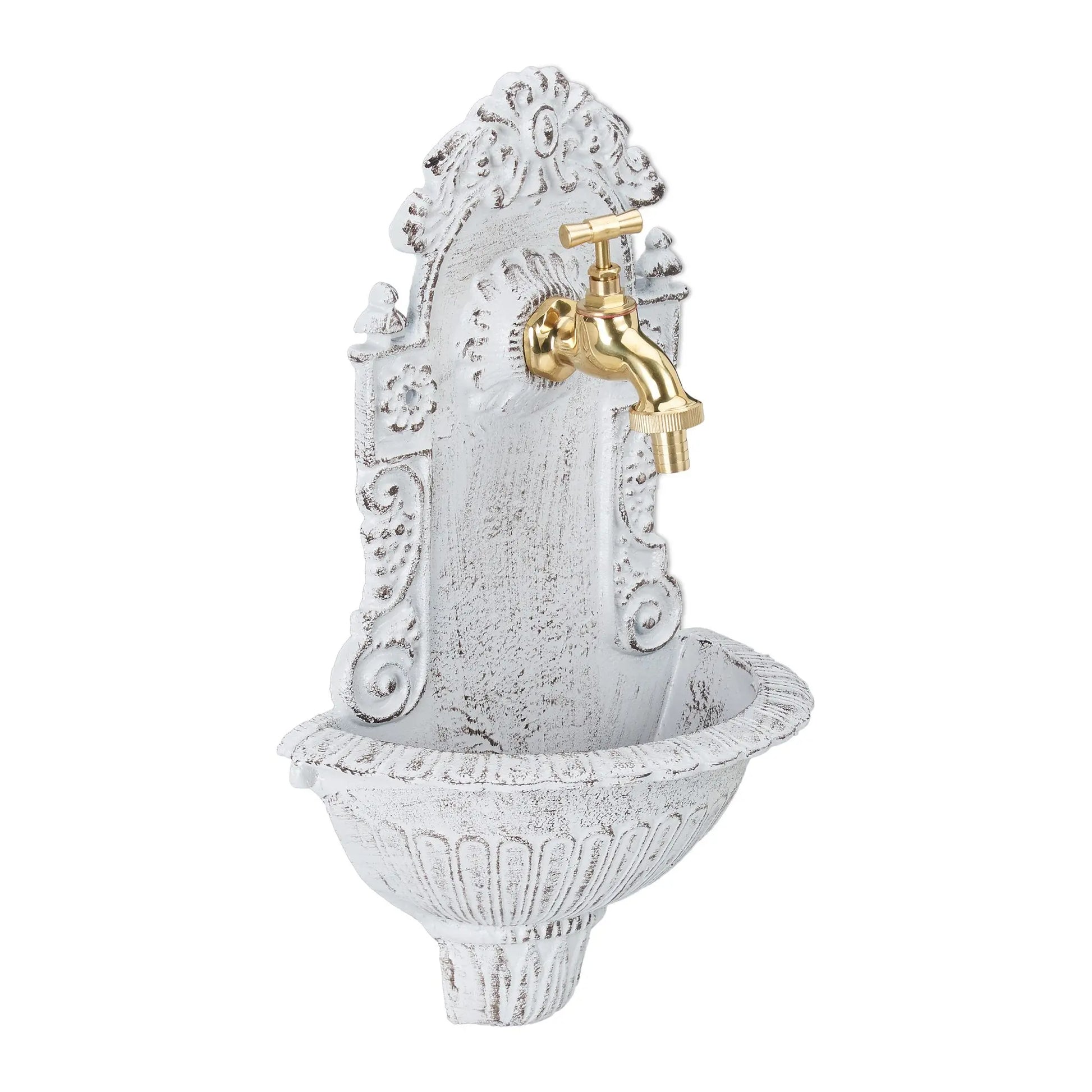 Wandbrunnen antik Weiss-Gold von Relaxdays