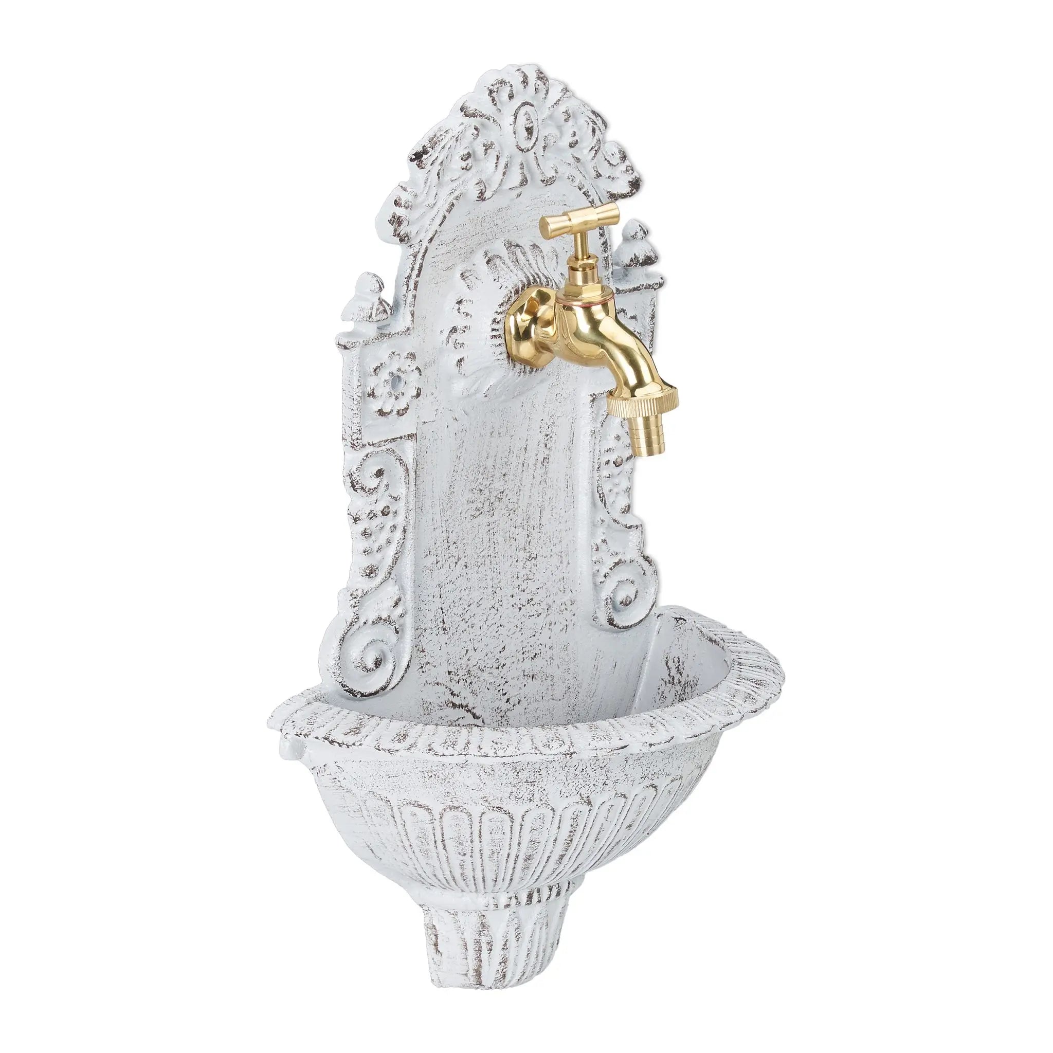 Wandbrunnen antik Weiss-Gold von Relaxdays