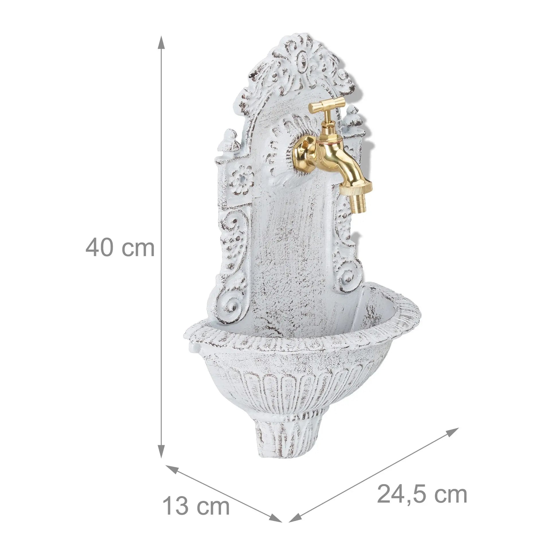 Wandbrunnen antik Weiss-Gold von Relaxdays