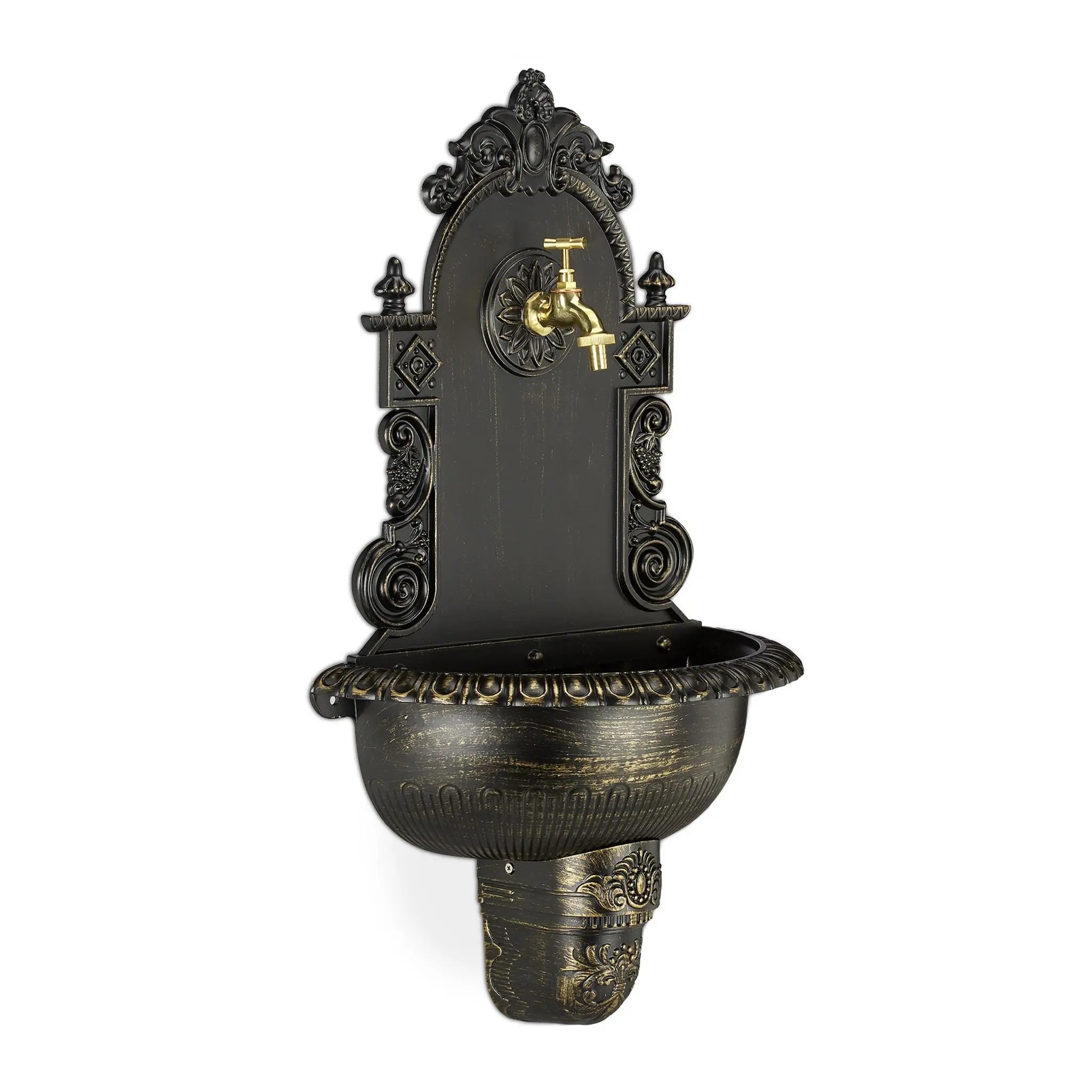 XL Wandbrunnen antik Braun-Gold von Relaxdays