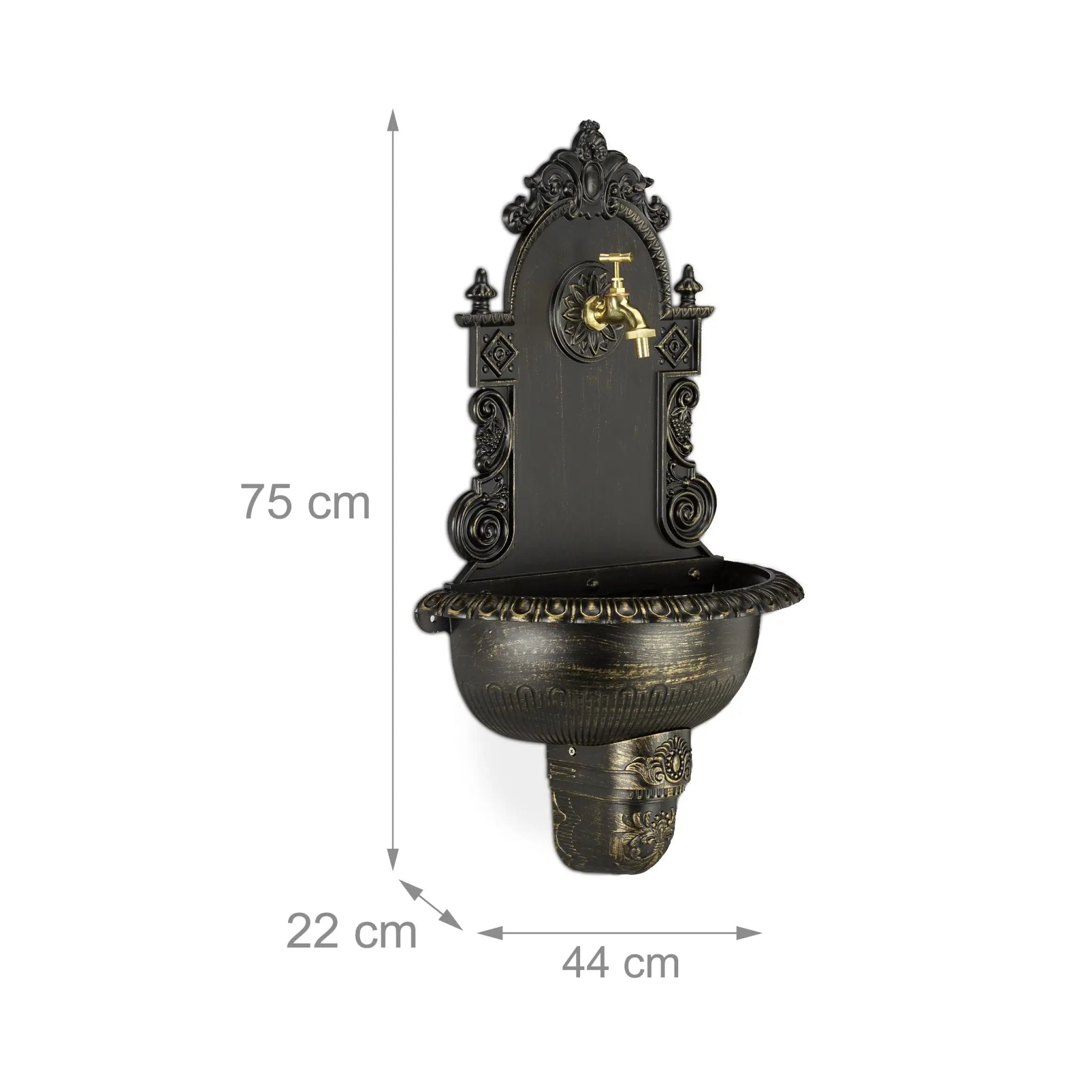 XL Wandbrunnen antik Braun-Gold von Relaxdays