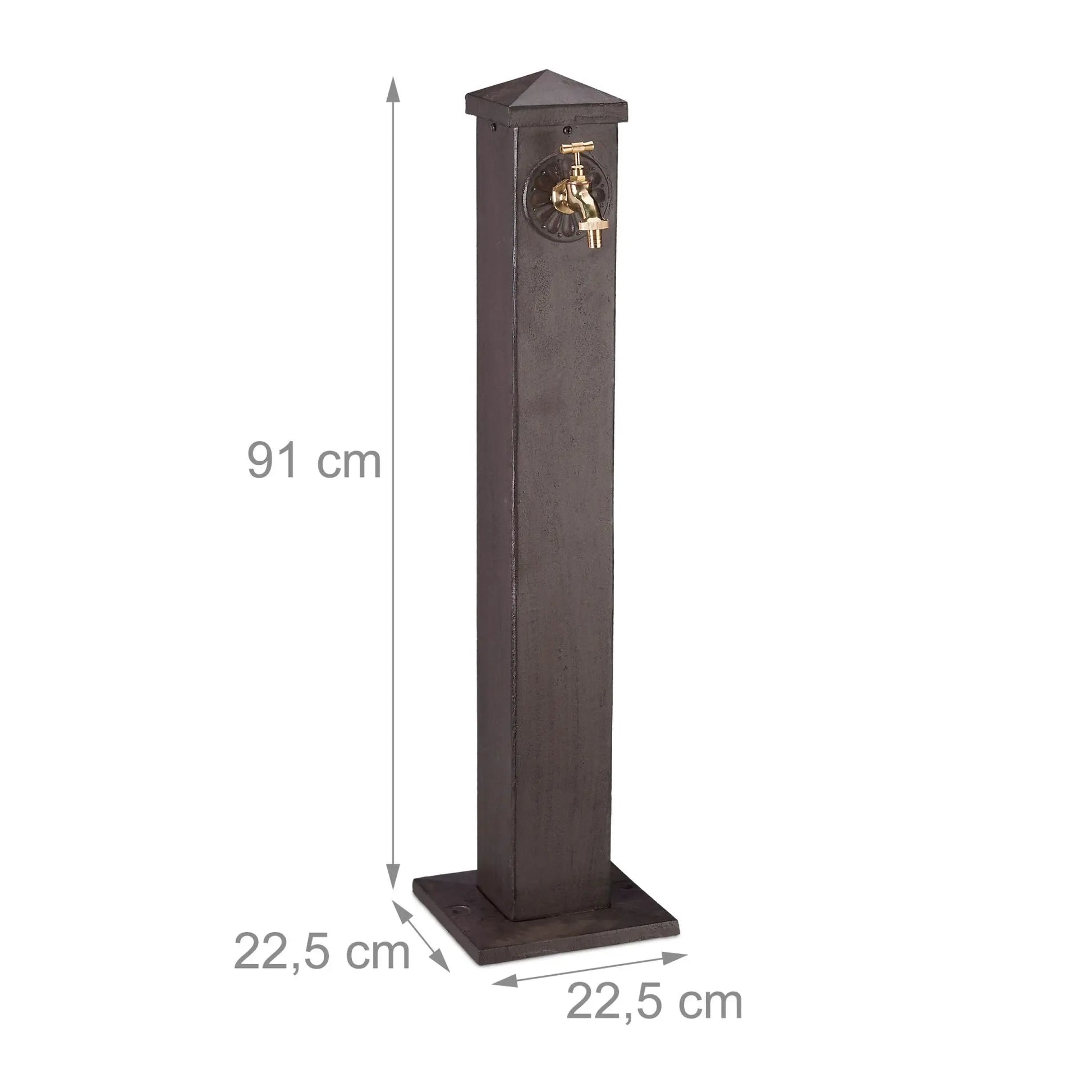 Eckige Wasserzapfsäule Braun-Gold von Relaxdays