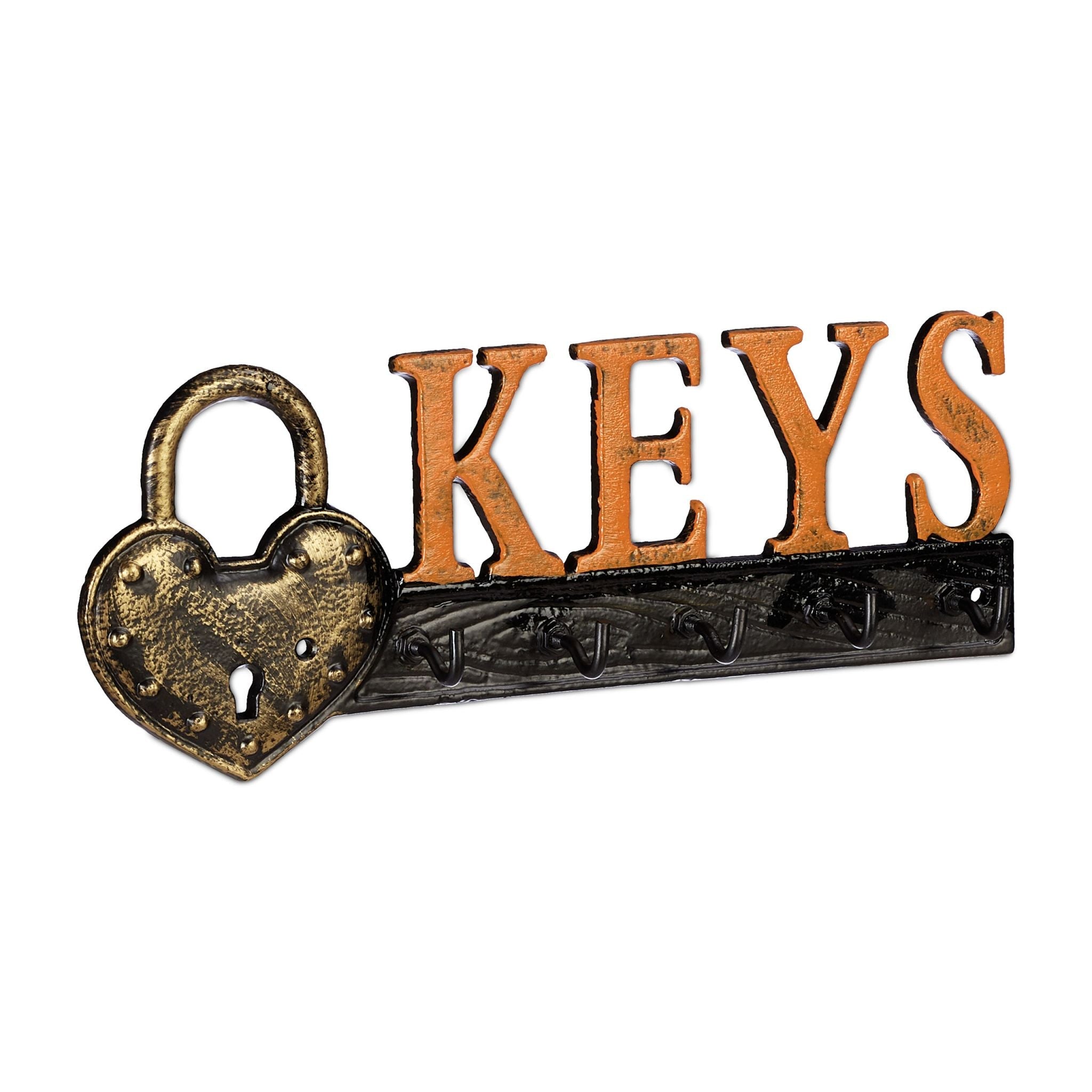 Schlüsselbrett Keys Gold-Orange-Schwarz von Relaxdays