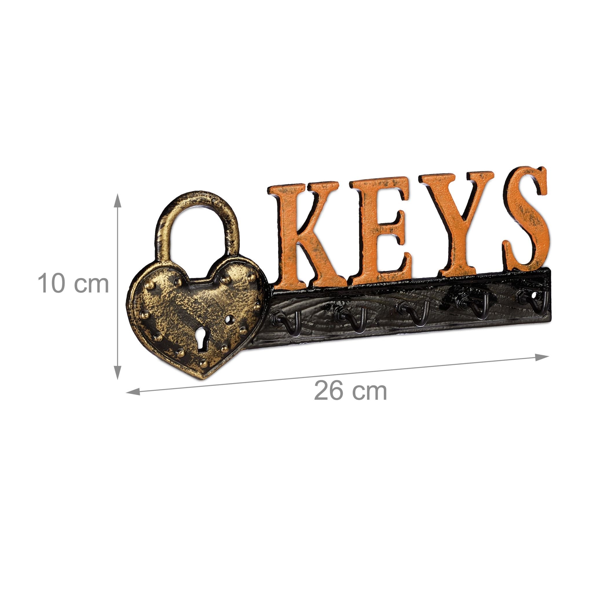 Schlüsselbrett Keys Gold-Orange-Schwarz von Relaxdays