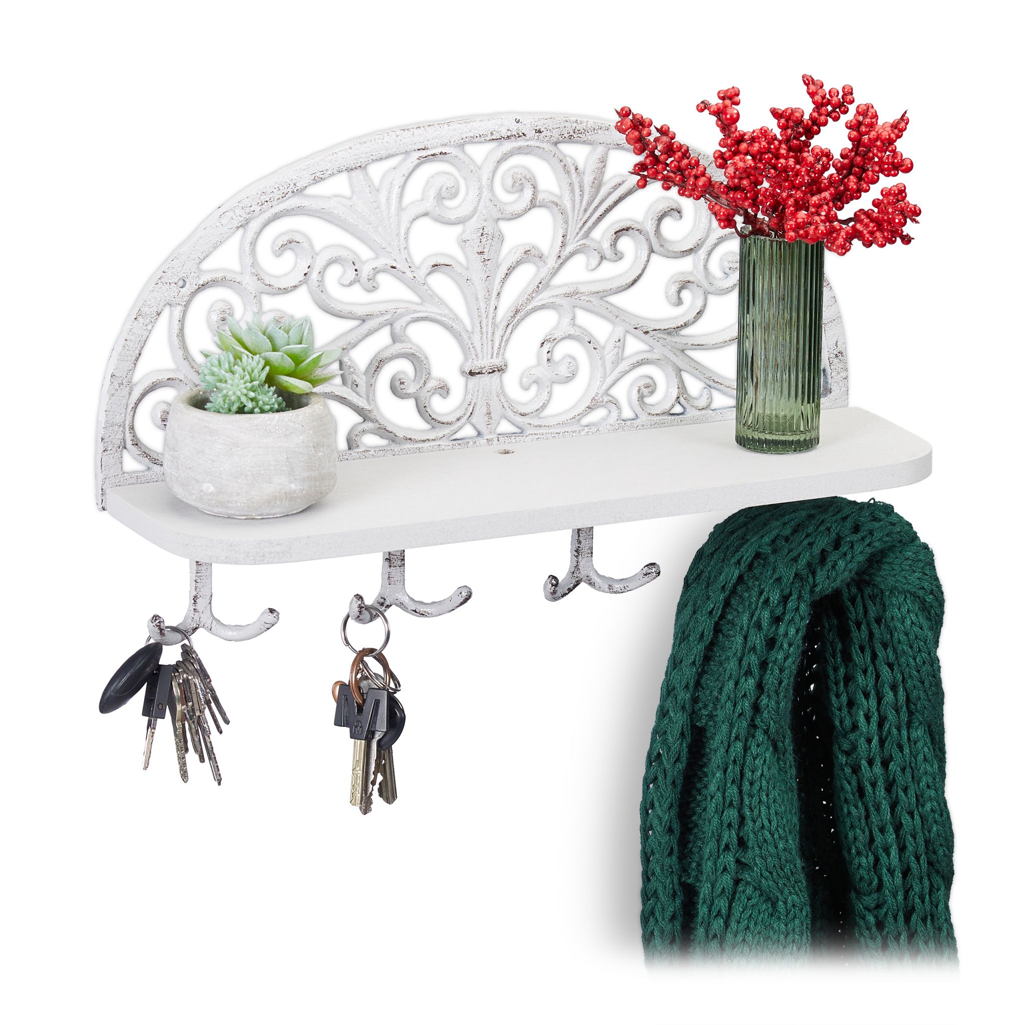 Wandgarderobe mit Ablage Weiss-Schwarz von Relaxdays