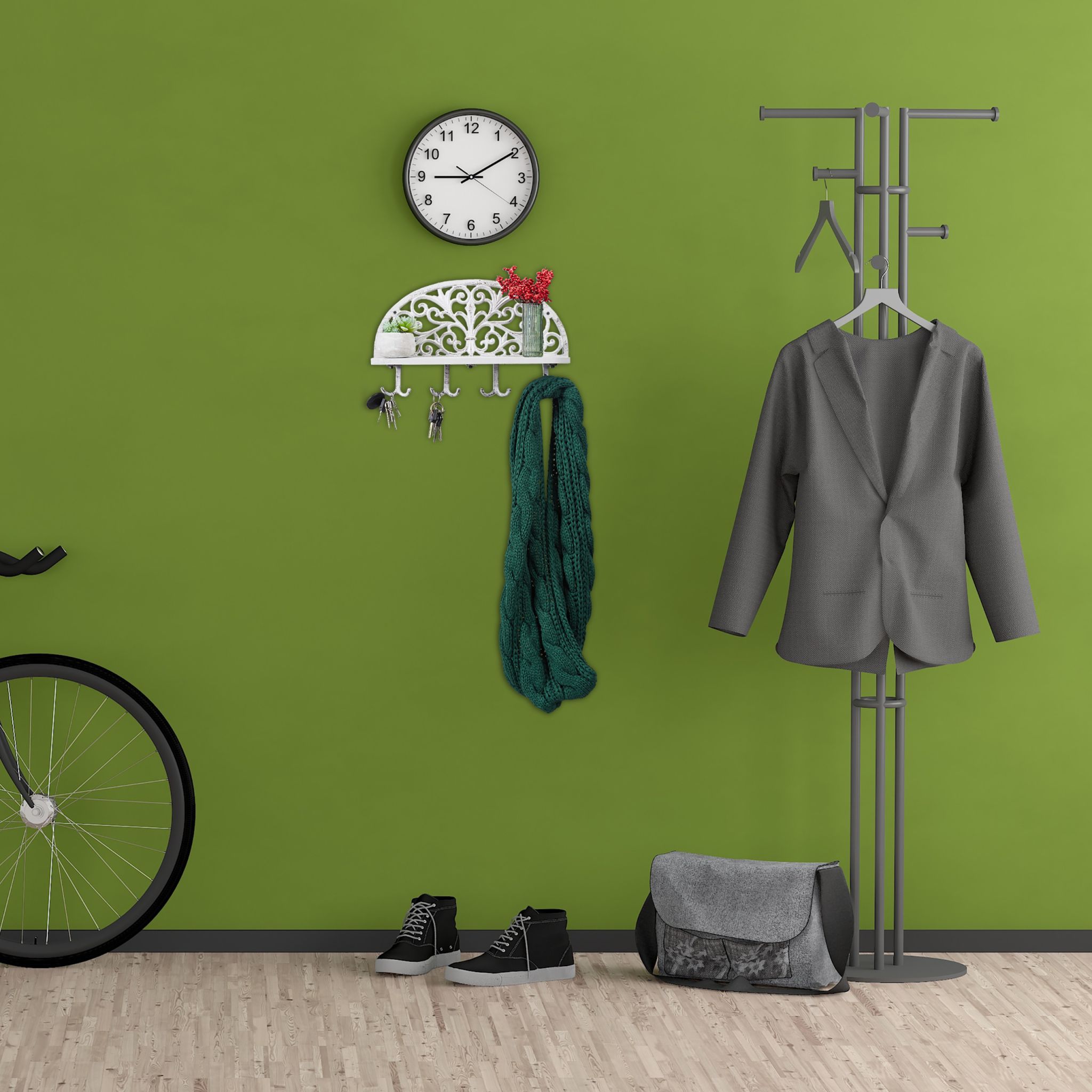 Wandgarderobe mit Ablage Weiss-Schwarz von Relaxdays