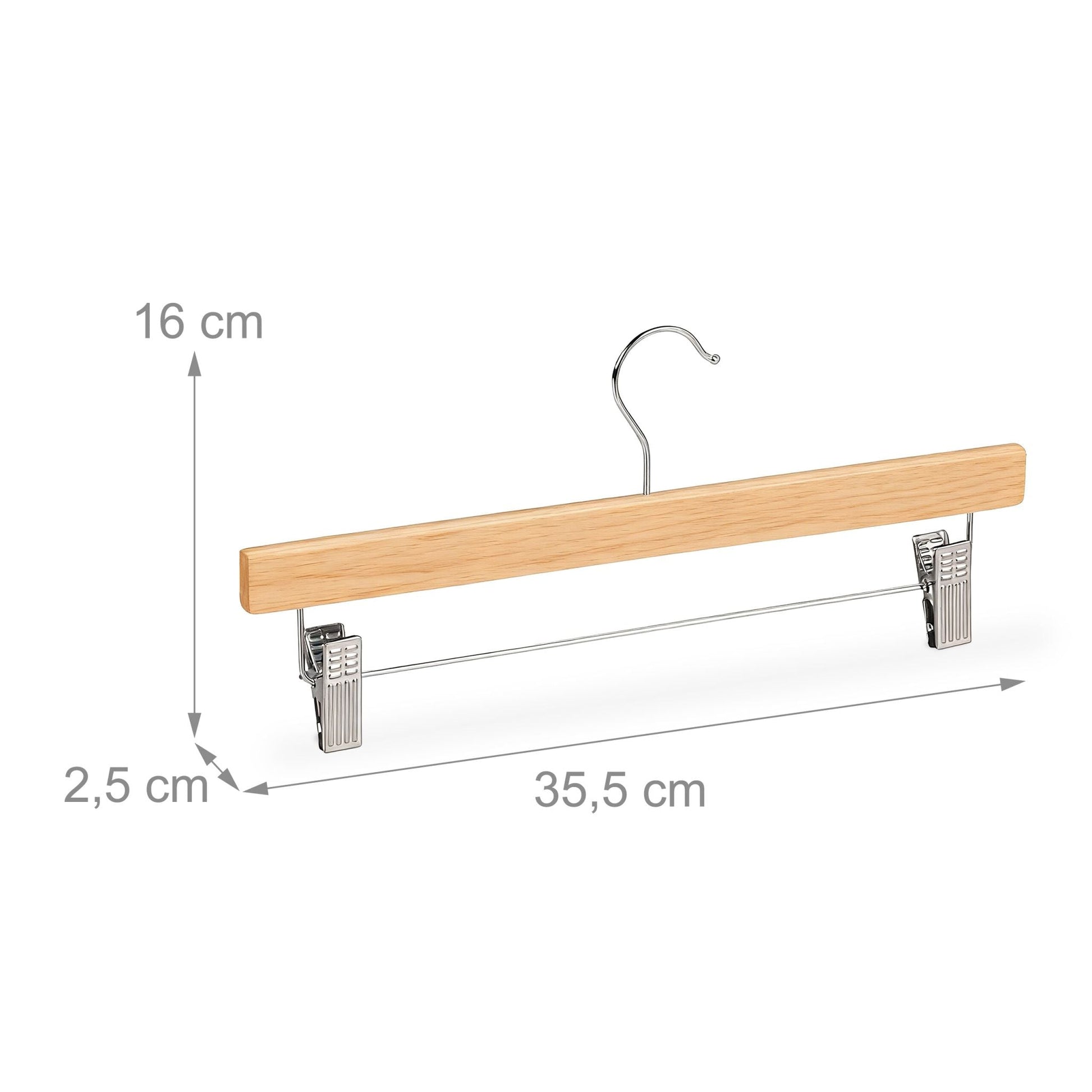 Hosenbügel Holz 12er-Set Hellbraun-Silber von Relaxdays