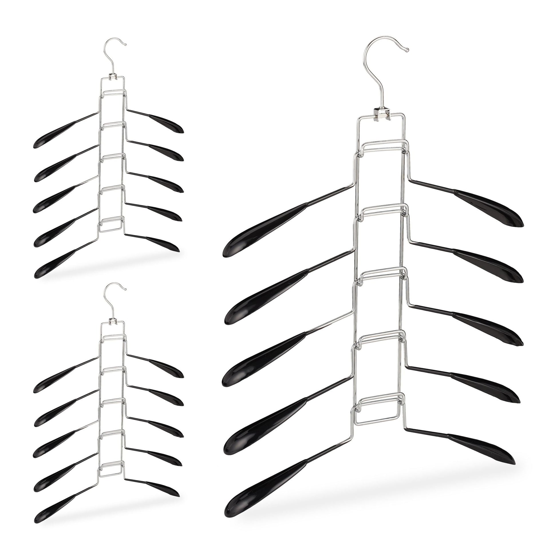 Mehrlagiger Kleiderbügel 3er-Set Schwarz-Silber von Relaxdays