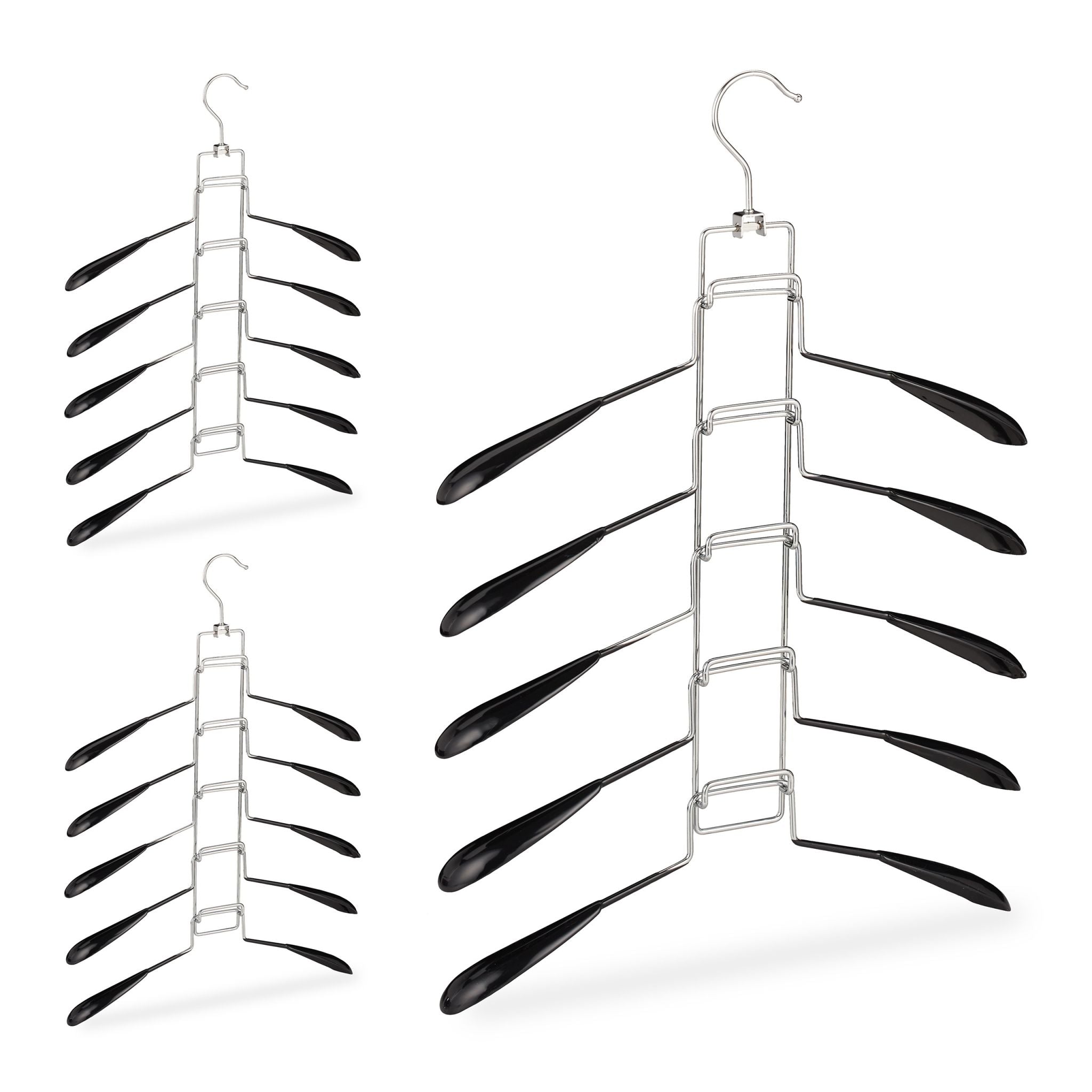 Mehrlagiger Kleiderbügel 3er-Set Schwarz-Silber von Relaxdays