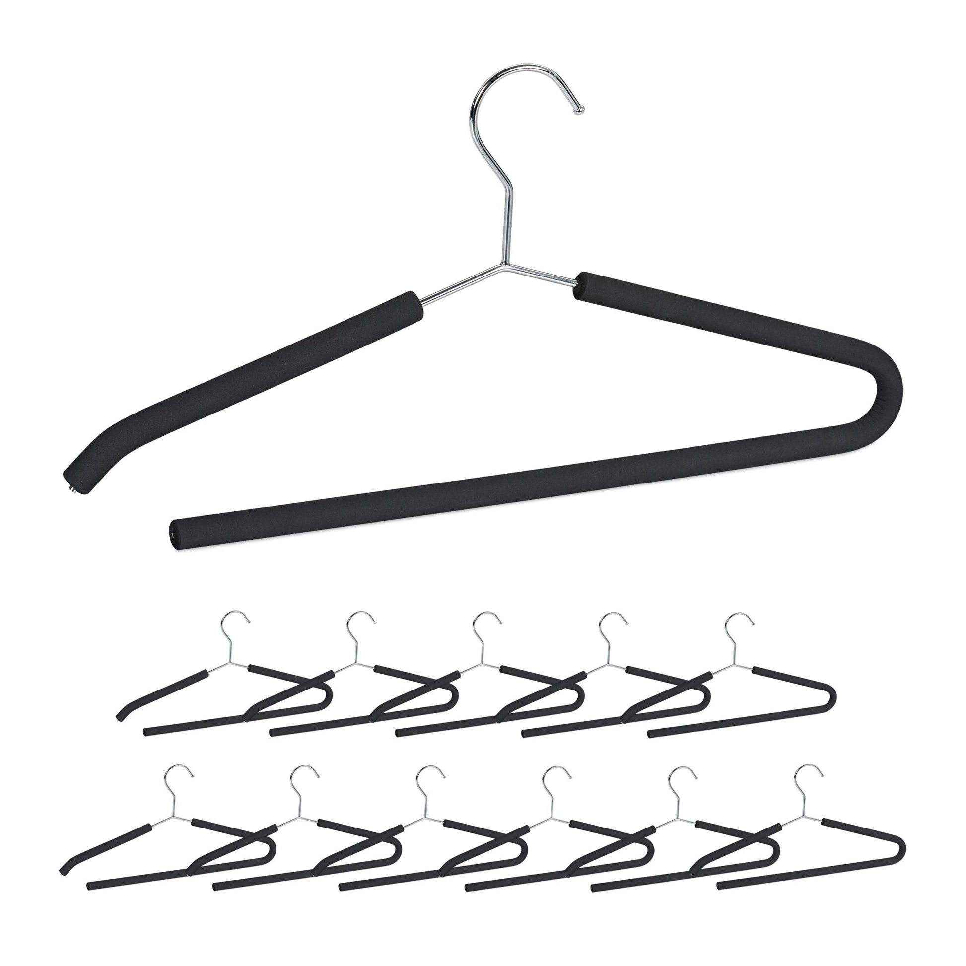 Schaumstoff Kleiderbügel 12er-Set Schwarz-Silber von Relaxdays