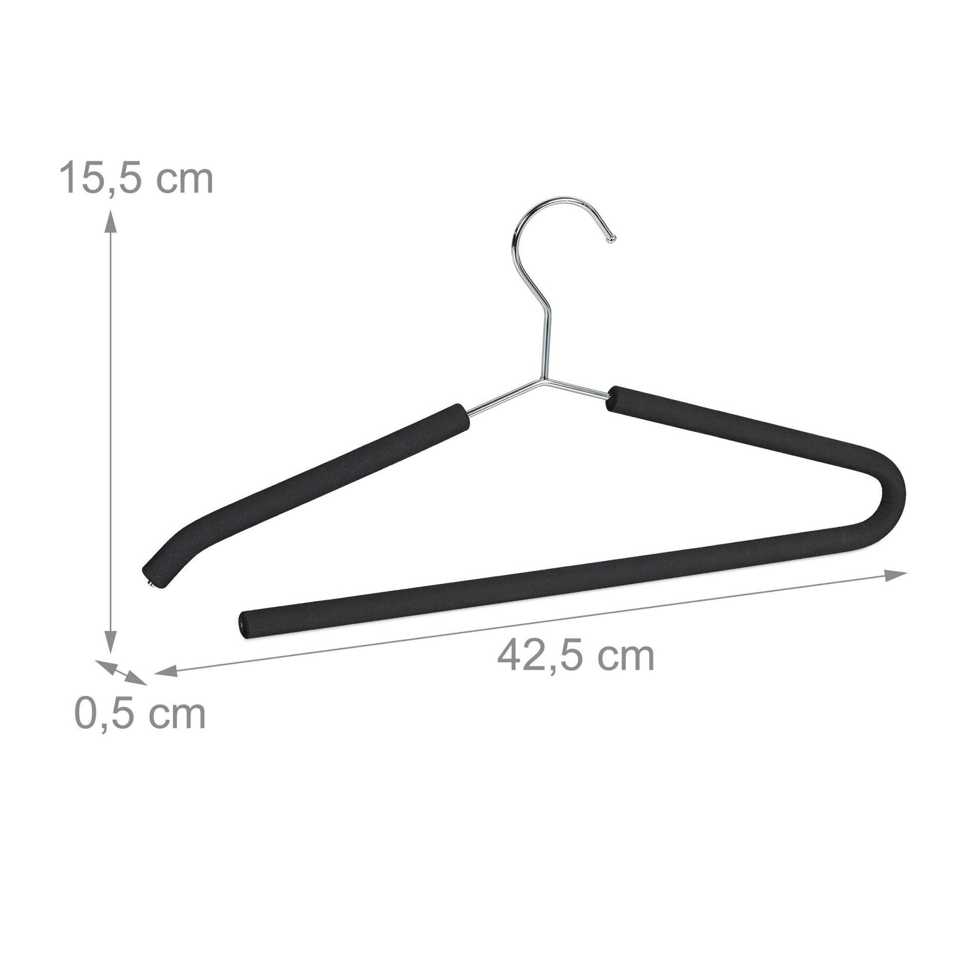 Schaumstoff Kleiderbügel 12er-Set Schwarz-Silber von Relaxdays