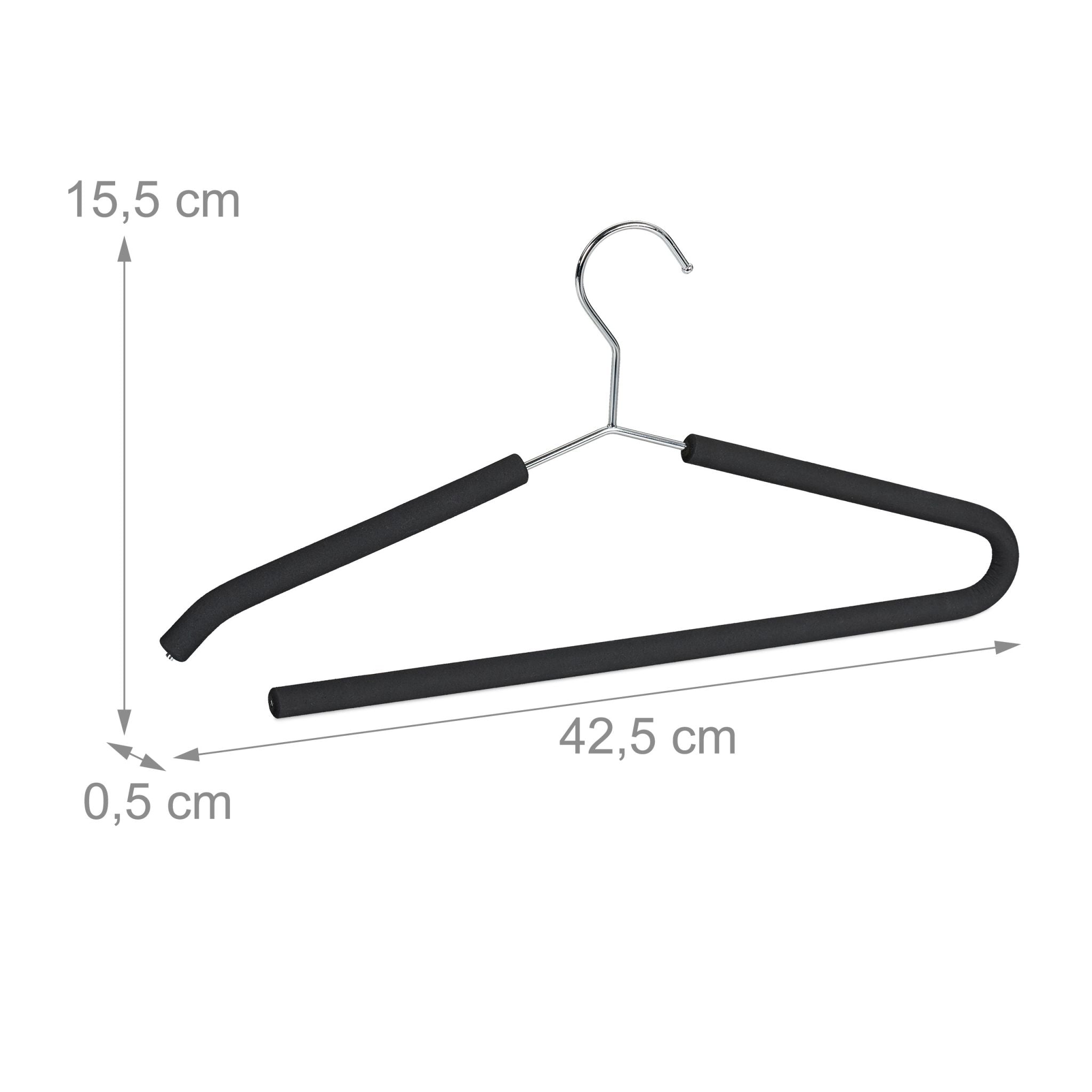 Schaumstoff Kleiderbügel 12er-Set Schwarz-Silber von Relaxdays