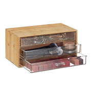 Kosmetik Organizer 3 Schubladen Hellbraun-Transparent von Relaxdays