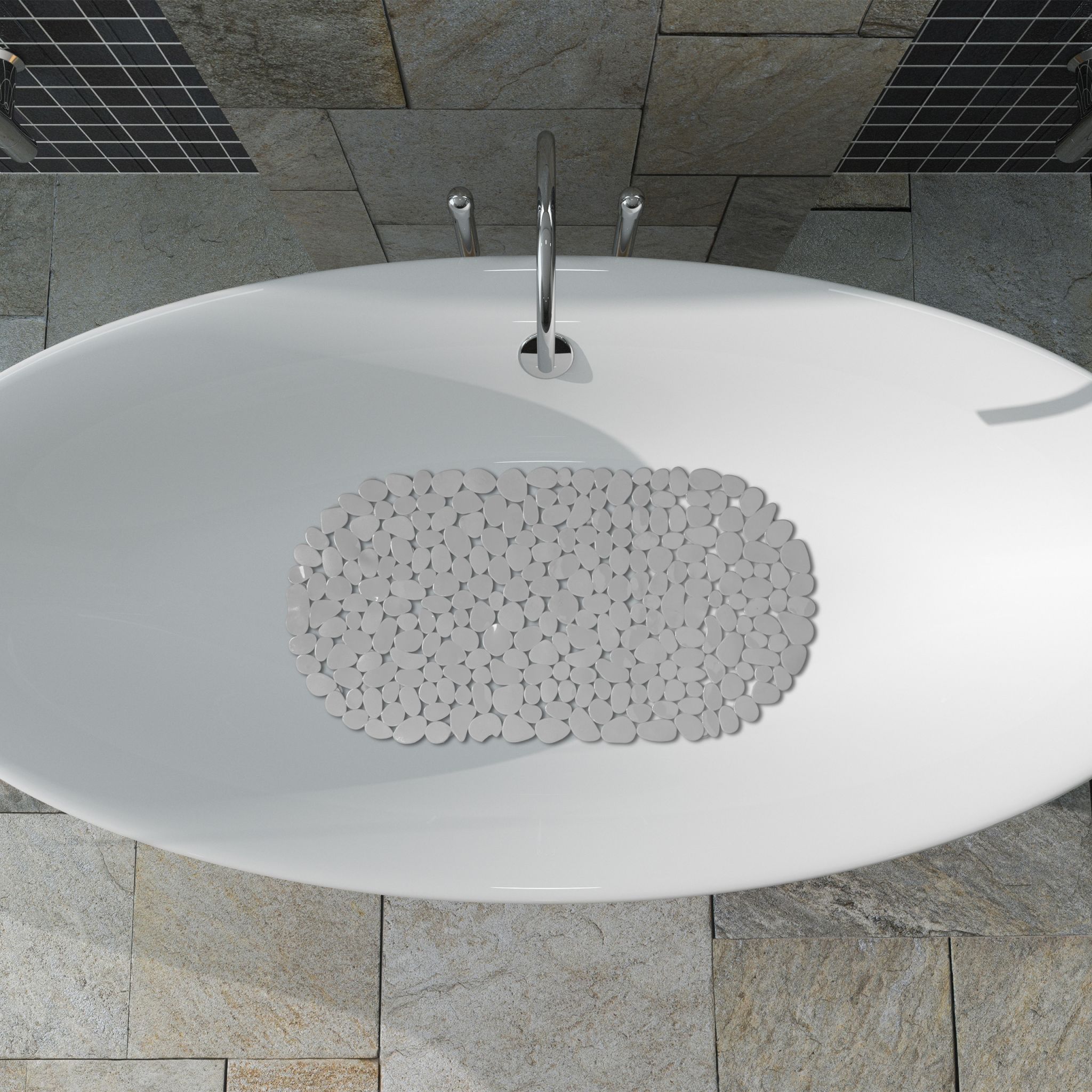 Badewannenmatte Steinoptik Grau von Relaxdays