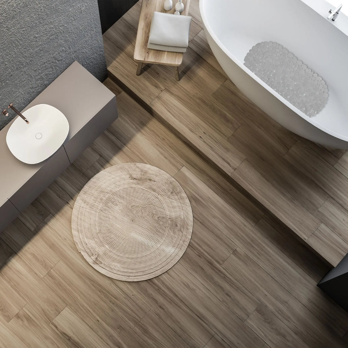 Badewannenmatte Steinoptik Grau von Relaxdays
