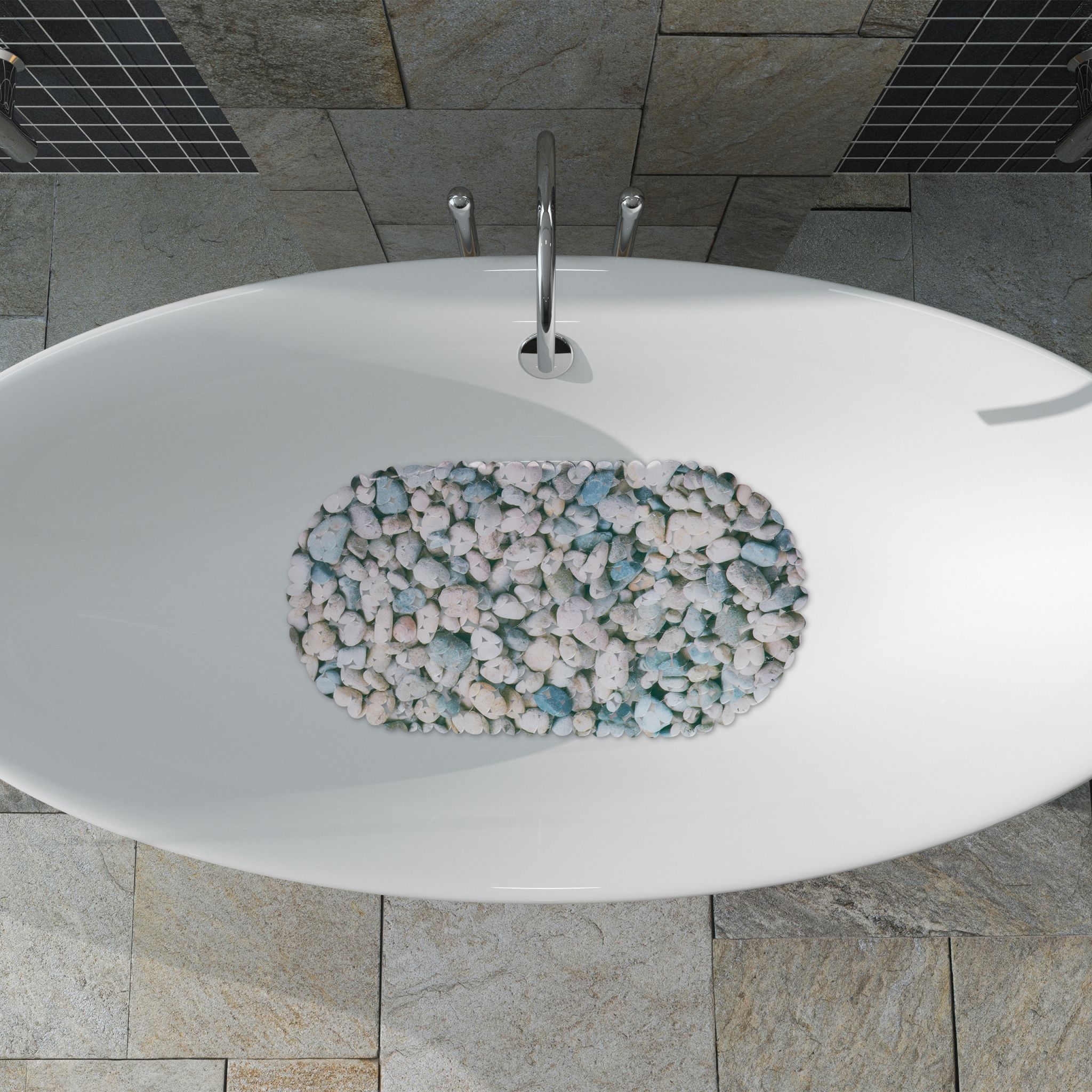 Badewannenmatte Steinoptik Anthrazit von Relaxdays