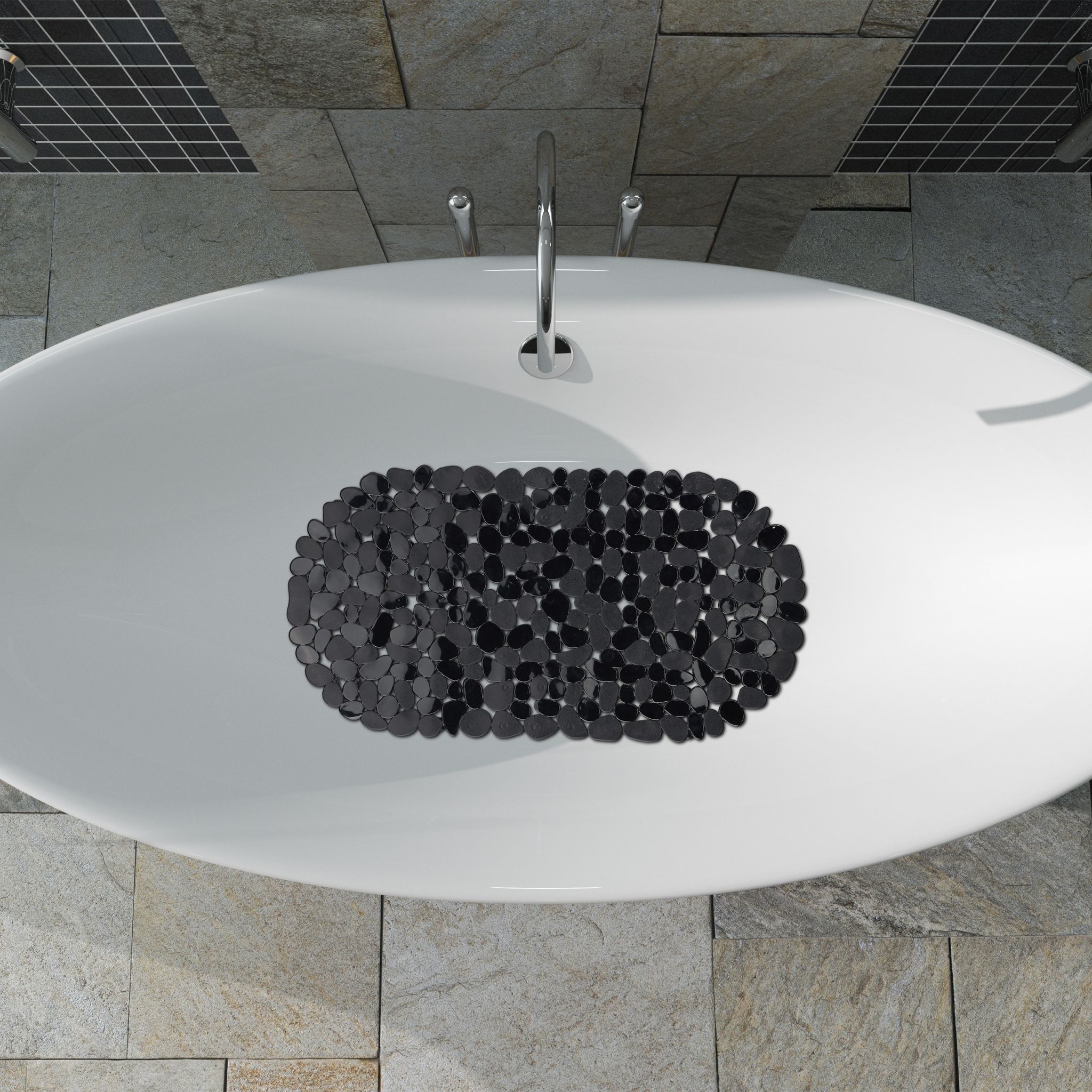Badewannenmatte Steinoptik Schwarz von Relaxdays