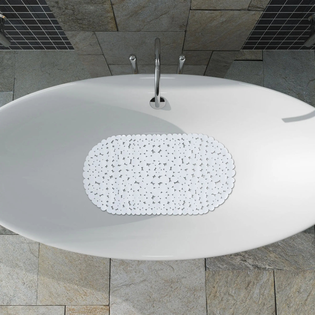 Badewannenmatte Steinoptik Weiss von Relaxdays