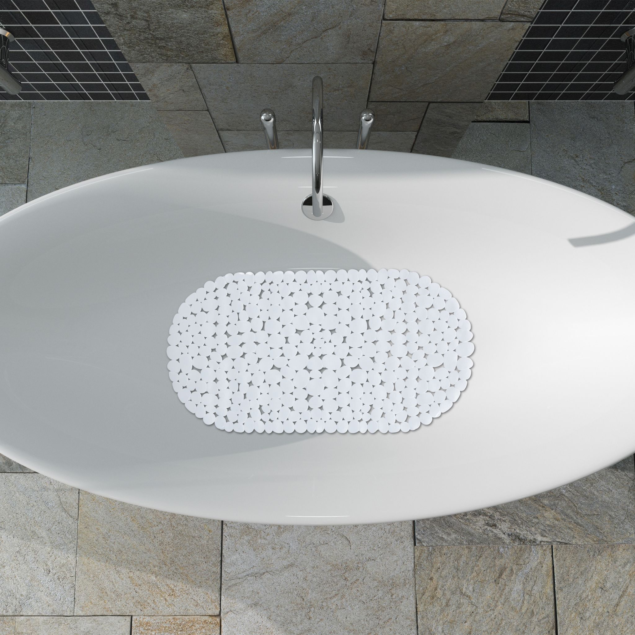Badewannenmatte Steinoptik Weiss von Relaxdays